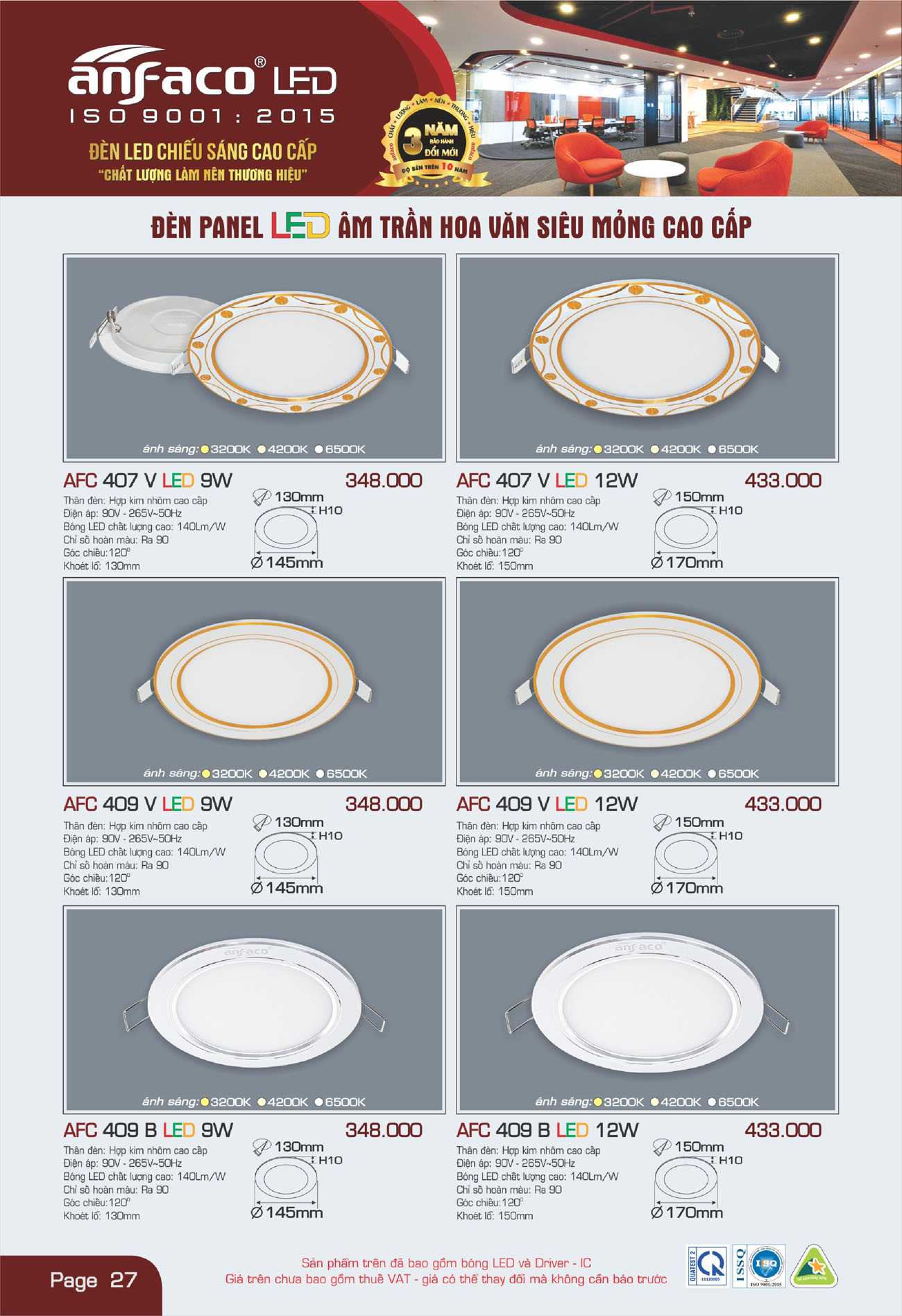 Bảng Giá Đèn Anfaco Lighting 2025 - Trang 28)