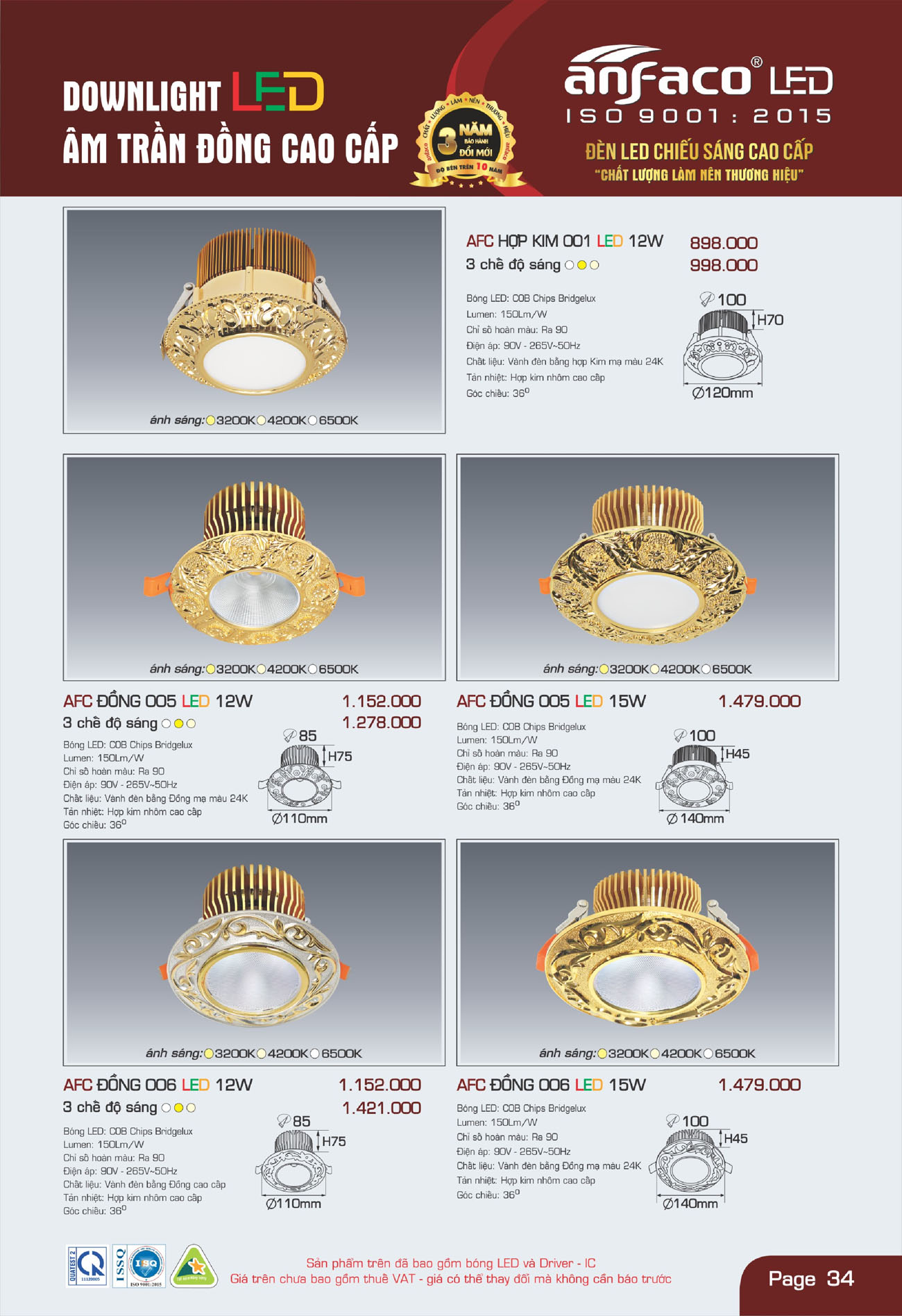 Bảng Giá Đèn Anfaco Lighting 2025 - Trang 35)
