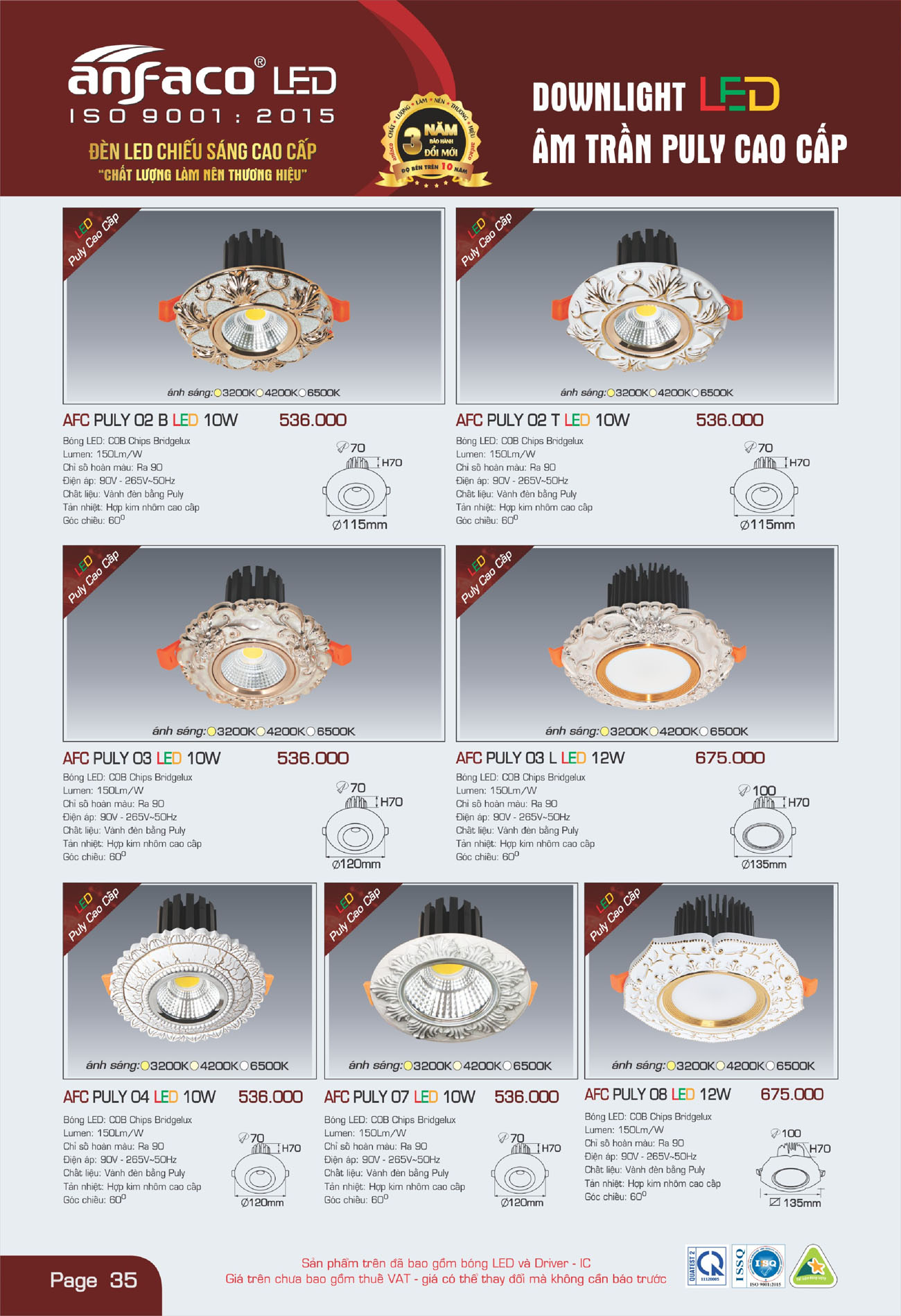 Bảng Giá Đèn Anfaco Lighting 2025 - Trang 36)