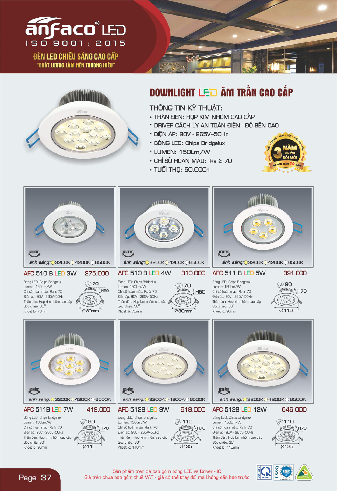 Bảng Giá Đèn Anfaco Lighting 2025 - Trang 38)