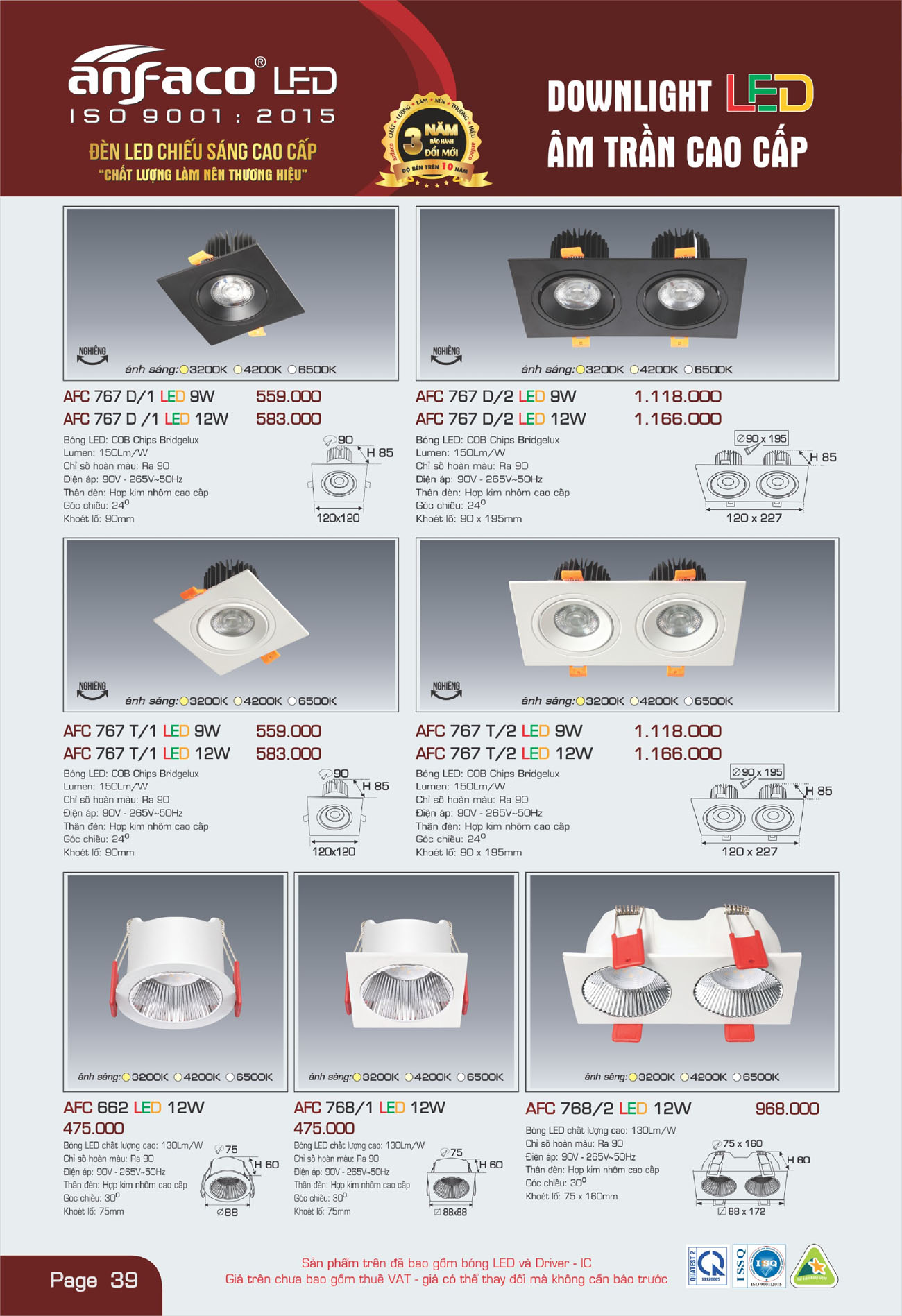 Bảng Giá Đèn Anfaco Lighting 2025 - Trang 40)