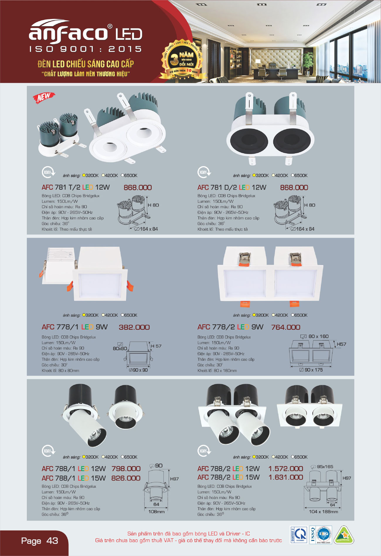 Bảng Giá Đèn Anfaco Lighting 2025 - Trang 44)
