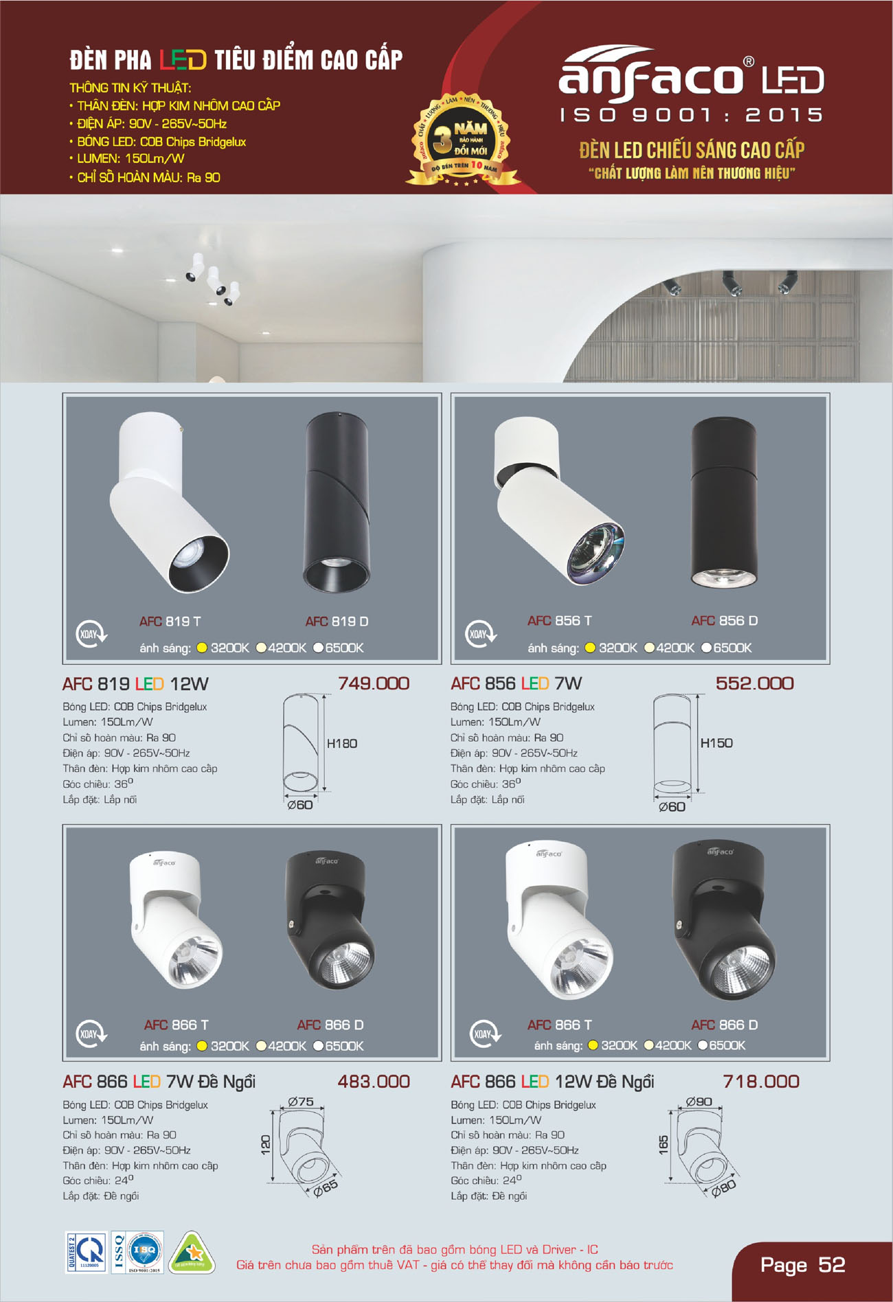 Bảng Giá Đèn Anfaco Lighting 2025 - Trang 53)