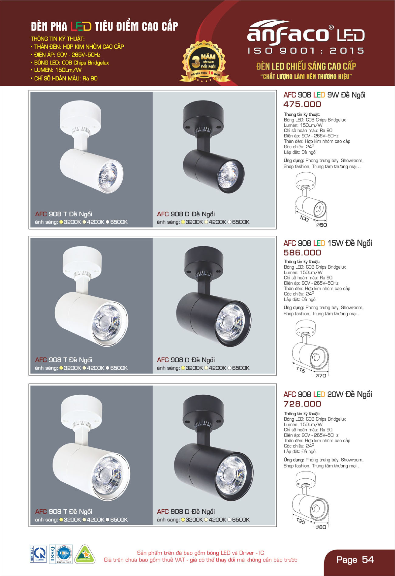 Bảng Giá Đèn Anfaco Lighting 2025 - Trang 55)