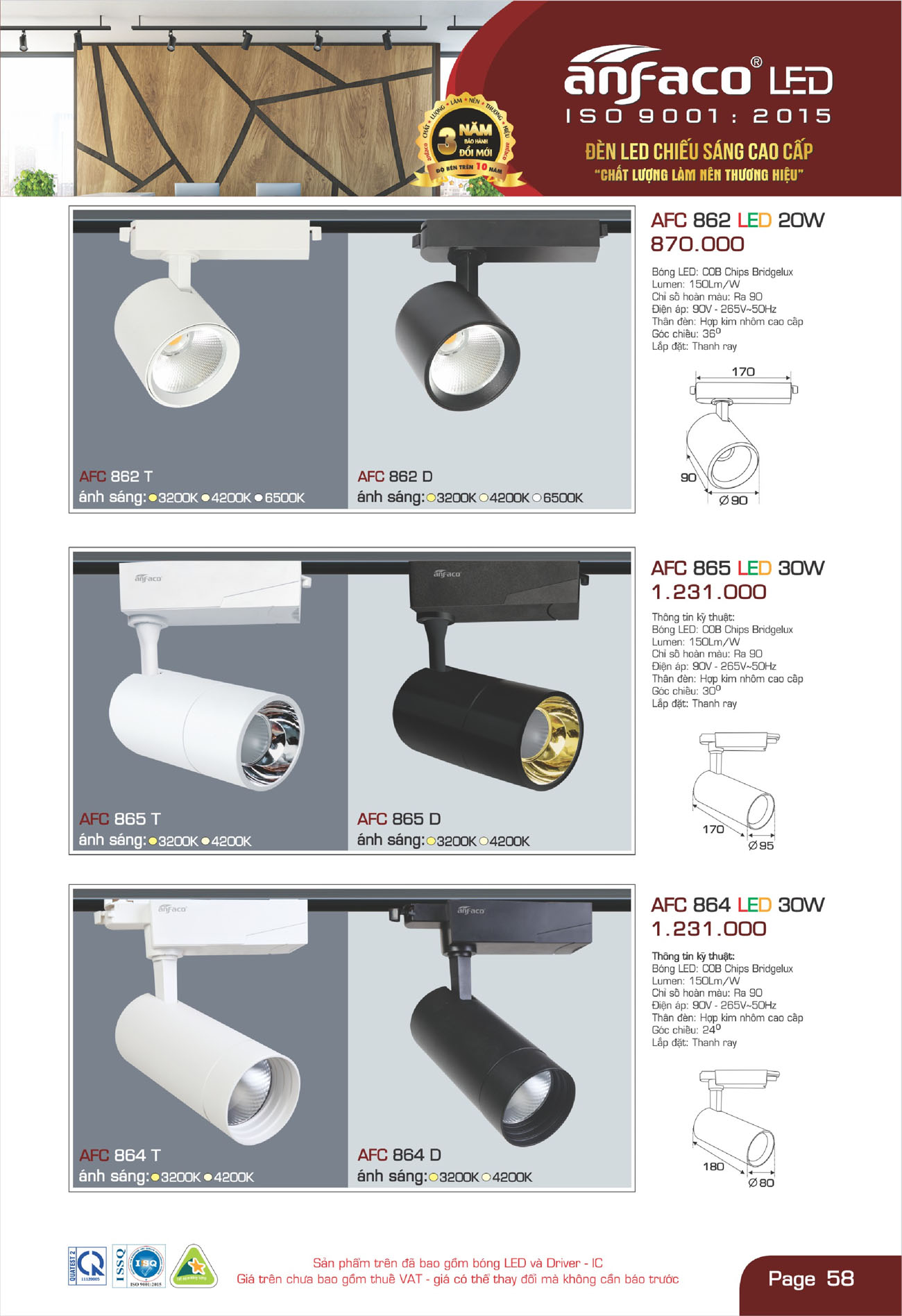 Bảng Giá Đèn Anfaco Lighting 2025 - Trang 59)