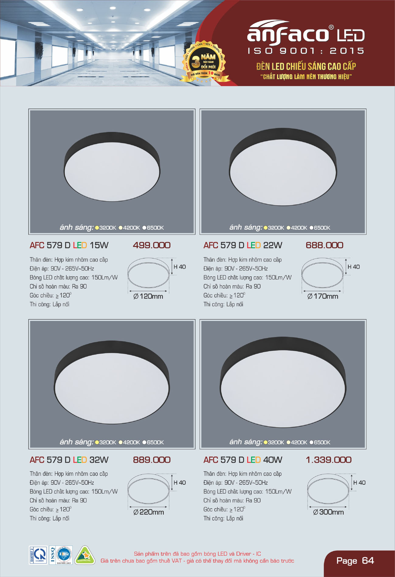 Bảng Giá Đèn Anfaco Lighting 2025 - Trang 65)