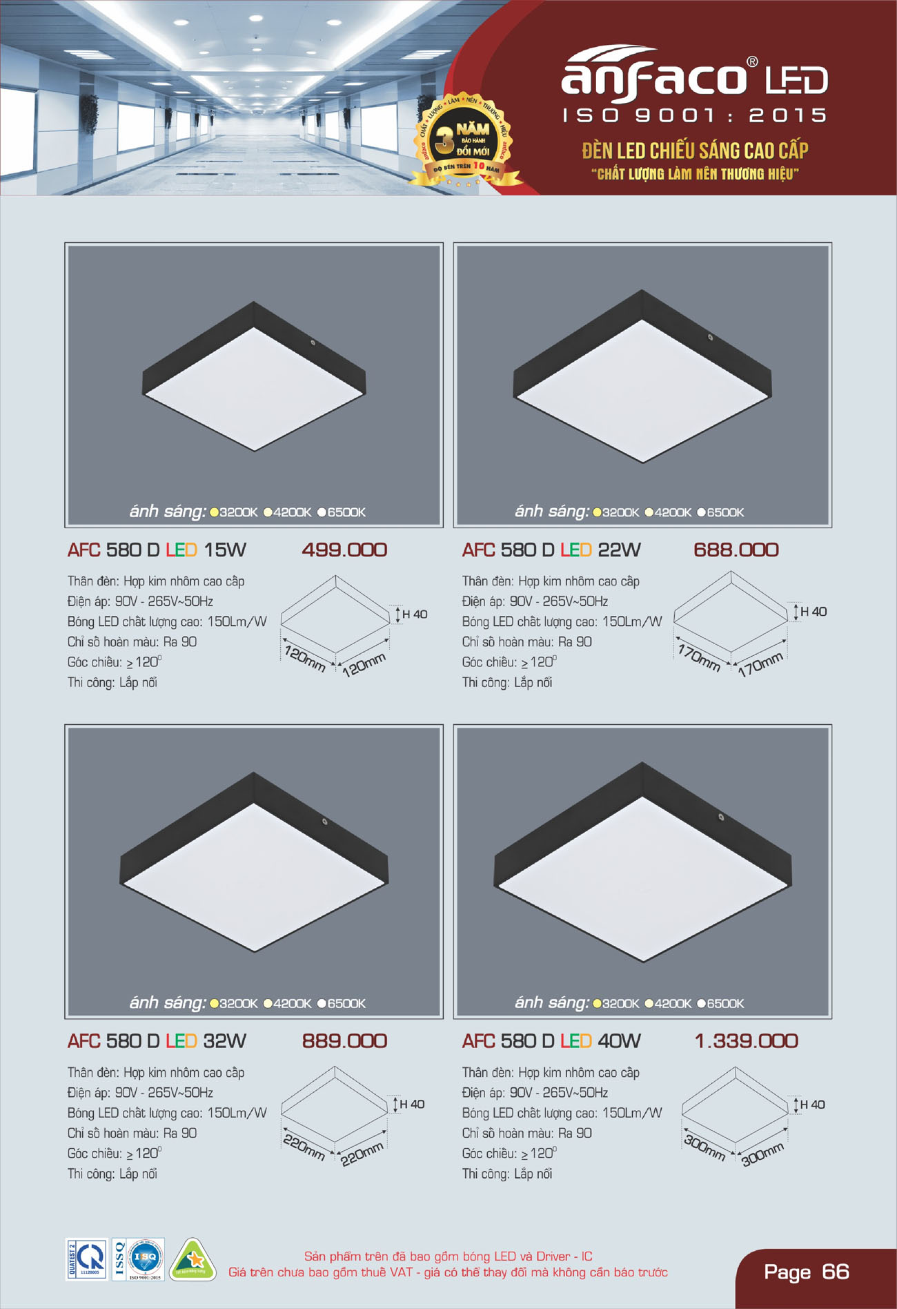 Bảng Giá Đèn Anfaco Lighting 2025 - Trang 67)