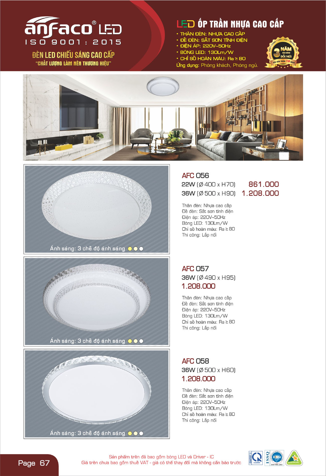 Bảng Giá Đèn Anfaco Lighting 2025 - Trang 68)