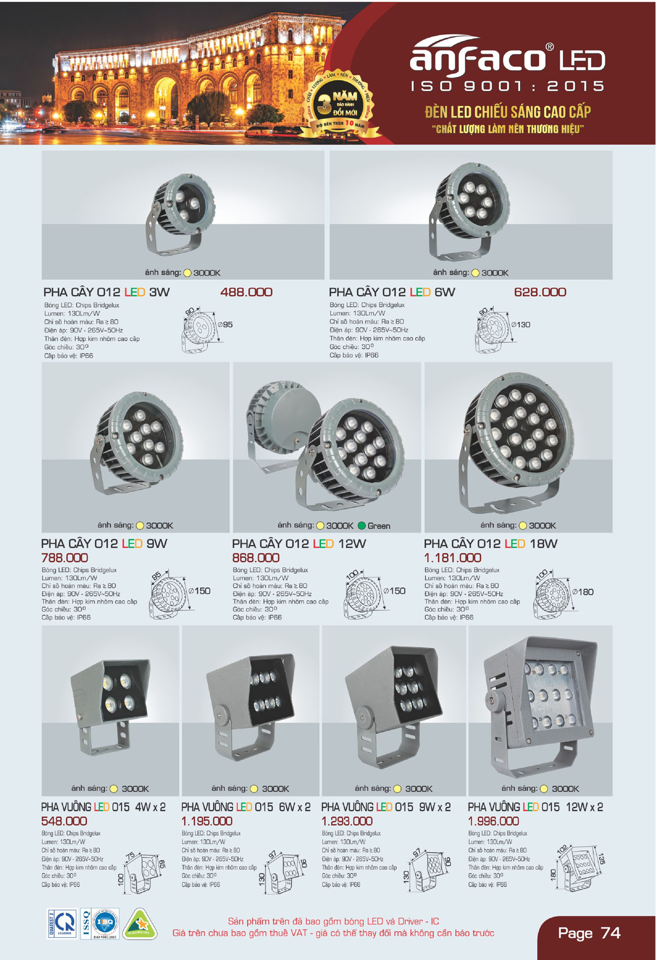 Bảng Giá Đèn Anfaco Lighting 2025 - Trang 75)