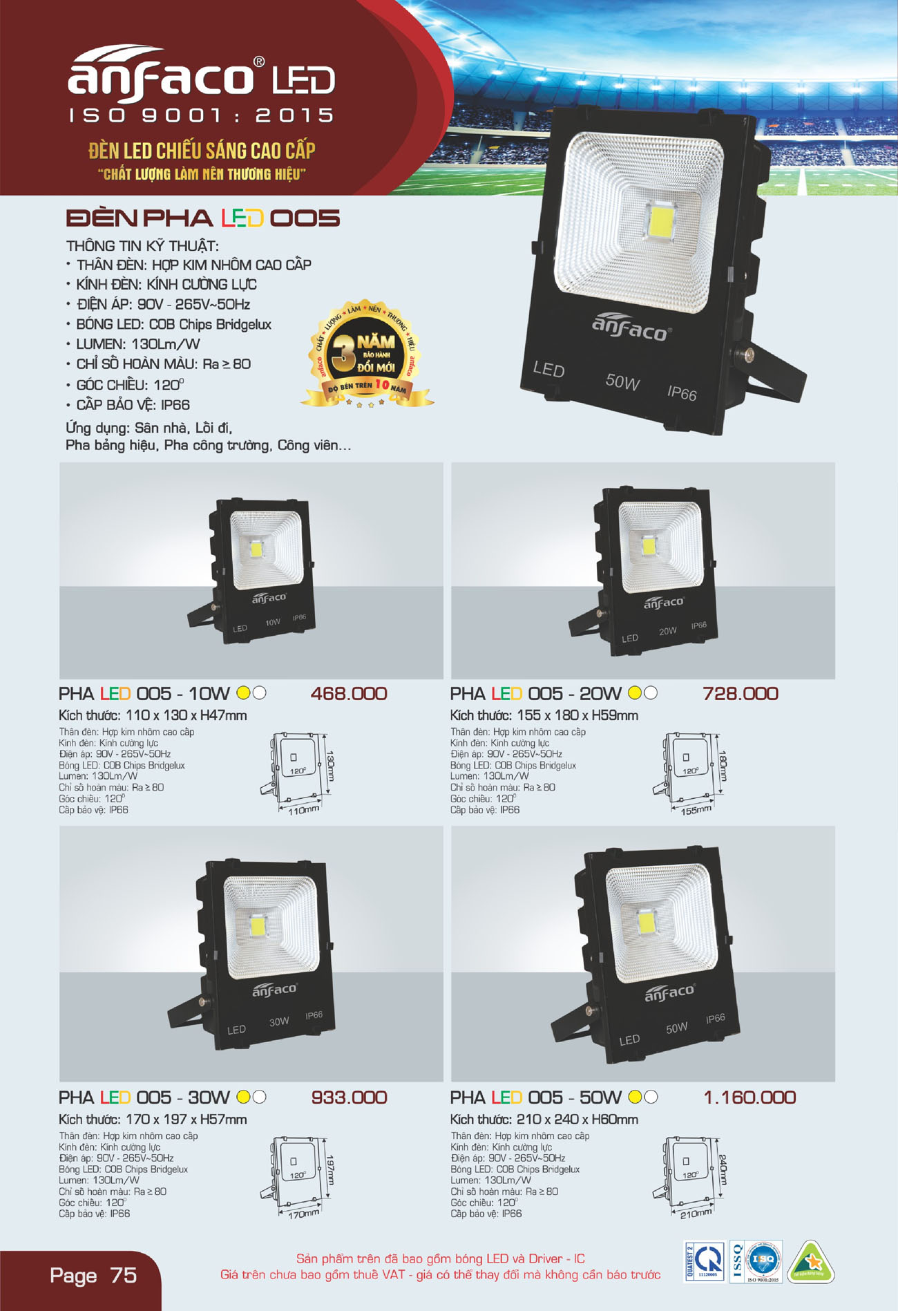 Bảng Giá Đèn Anfaco Lighting 2025 - Trang 76)