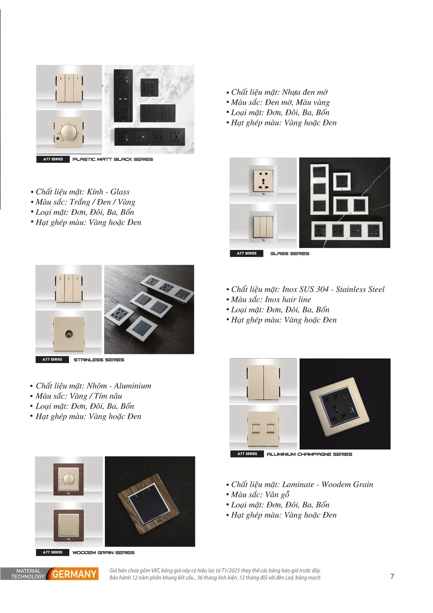 Catalogue ARTDNA 2025 (Công tắc & Ổ cắm) - Trang 7)