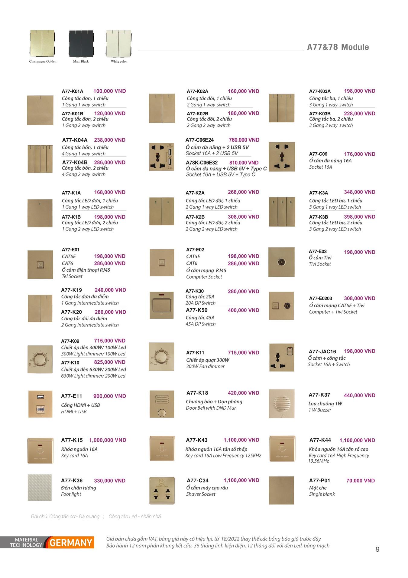 Catalogue ARTDNA 2023 (Công tắc & Ổ cắm) - Trang 10)