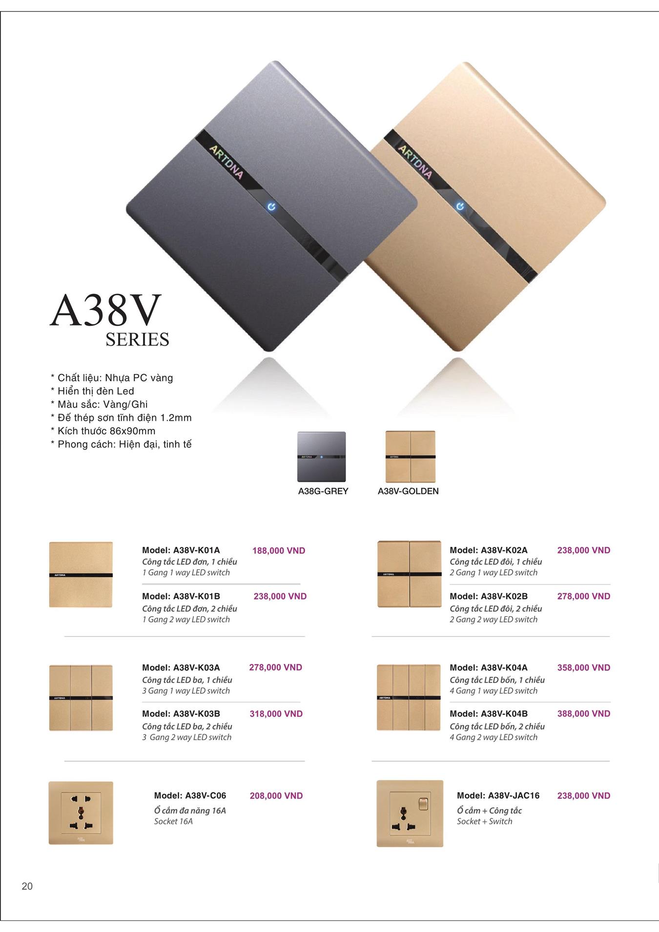 Catalogue ARTDNA 2023 (Công tắc & Ổ cắm) - Trang 21)