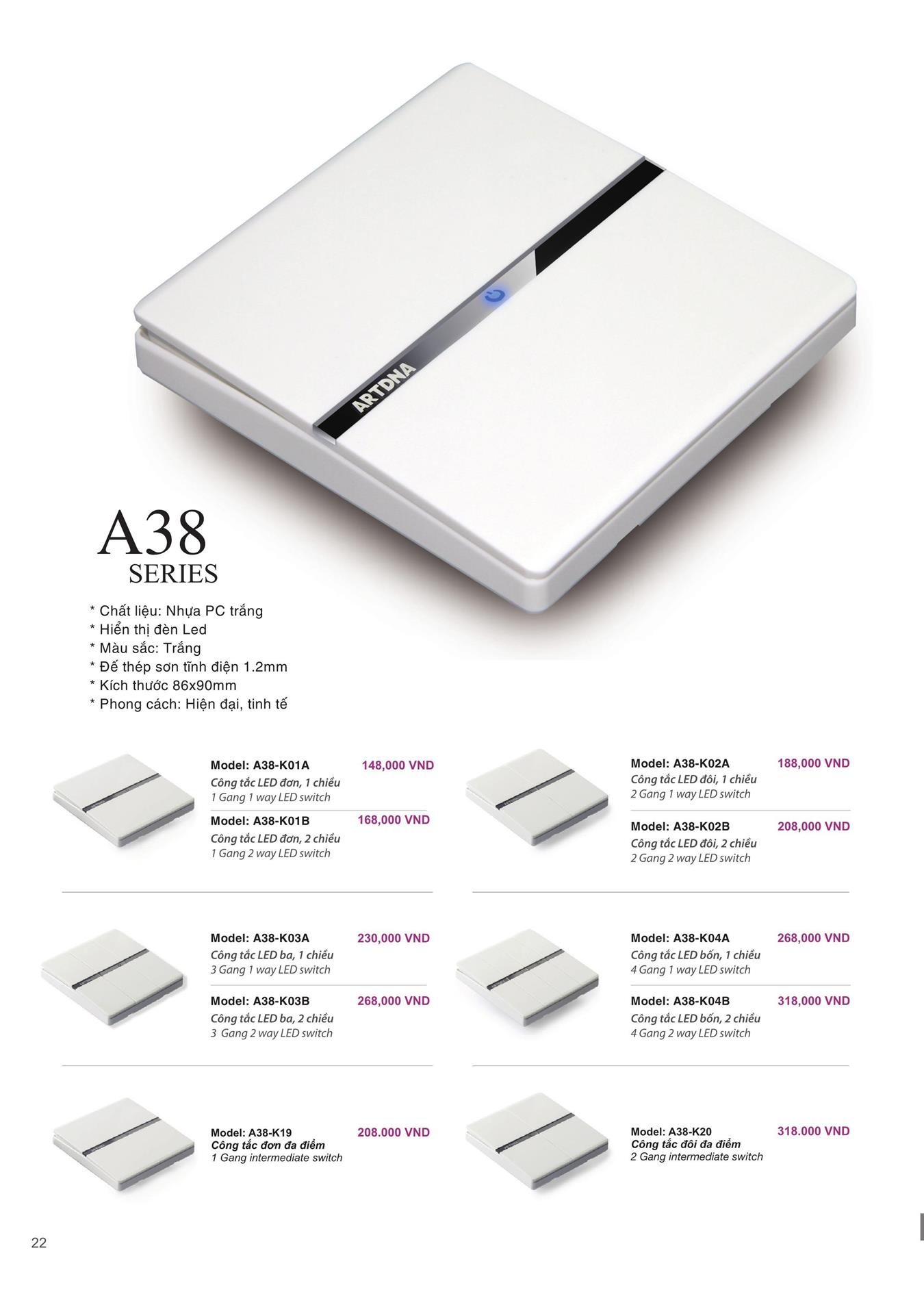 Catalogue ARTDNA 2023 (Công tắc & Ổ cắm) - Trang 23)