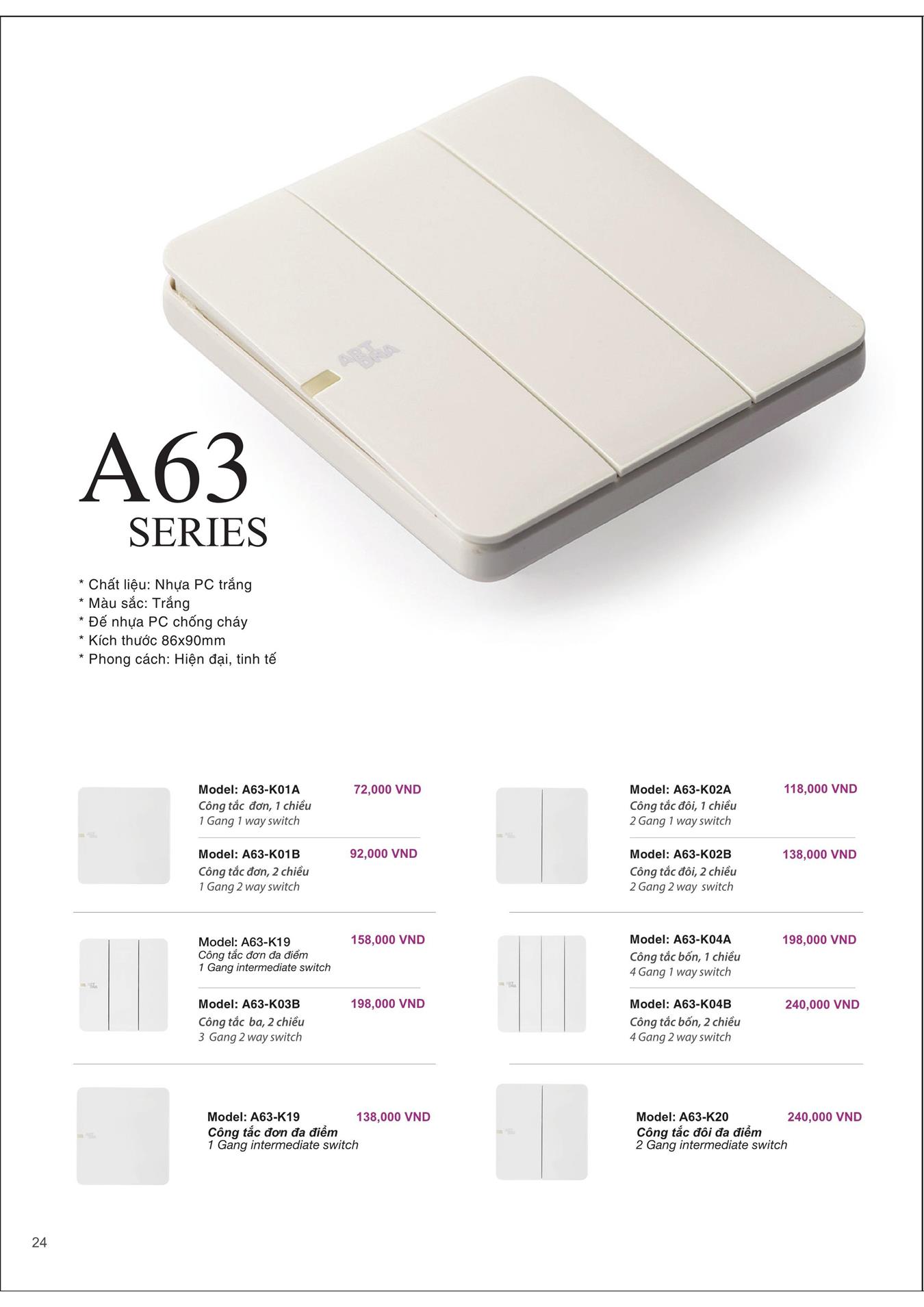 Catalogue ARTDNA 2023 (Công tắc & Ổ cắm) - Trang 25)