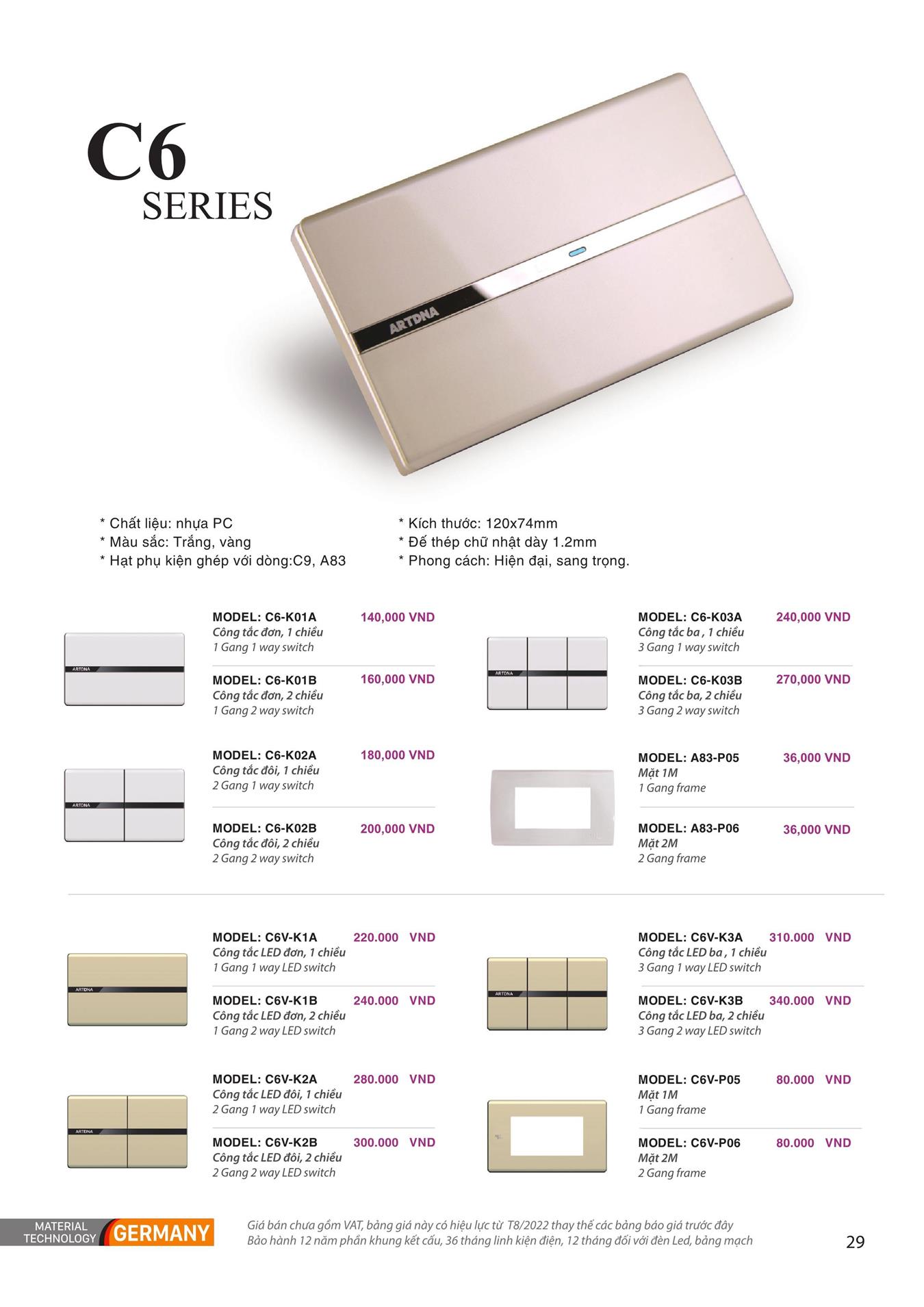 Catalogue ARTDNA 2023 (Công tắc & Ổ cắm) - Trang 30)