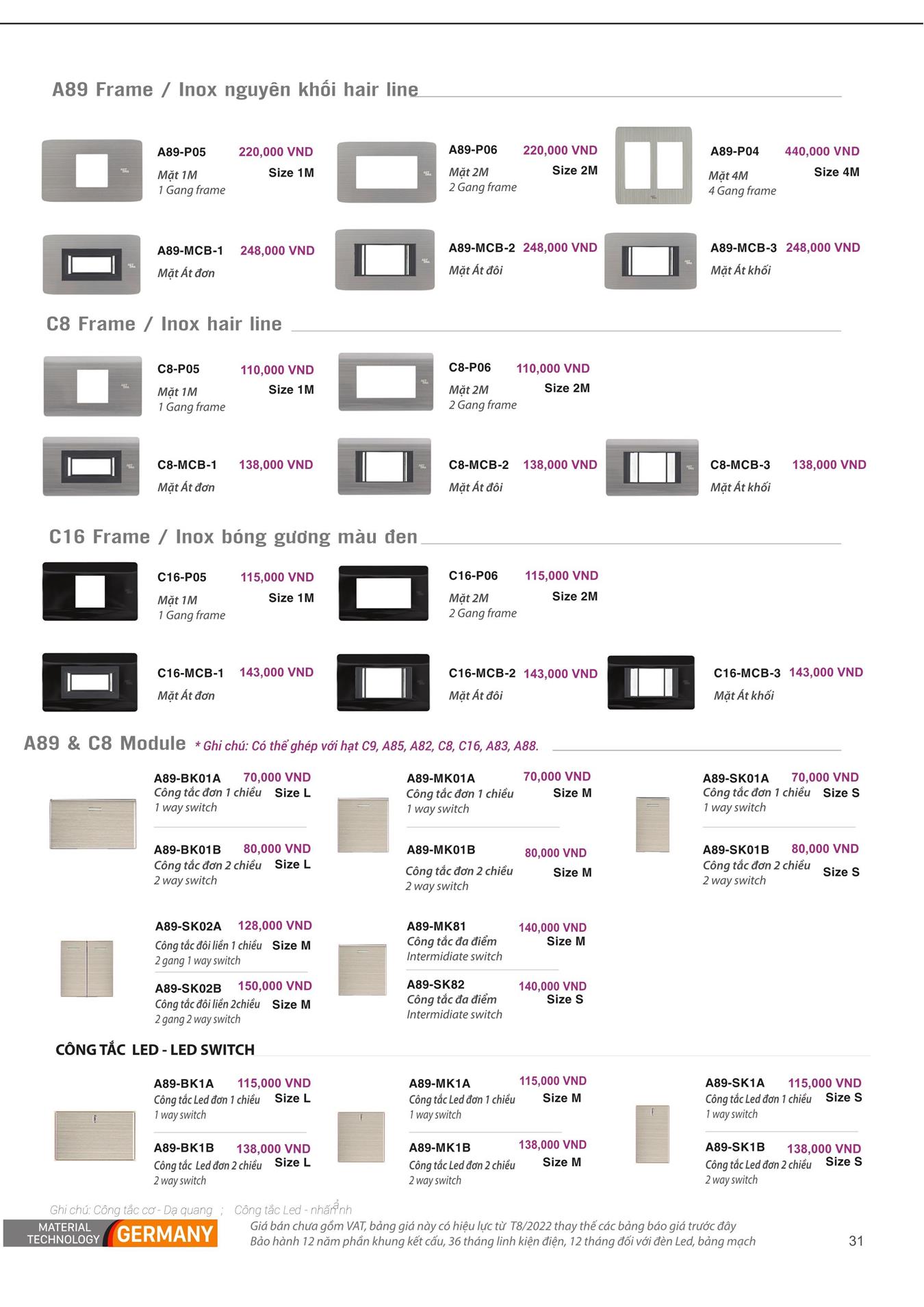 Catalogue ARTDNA 2023 (Công tắc & Ổ cắm) - Trang 32)