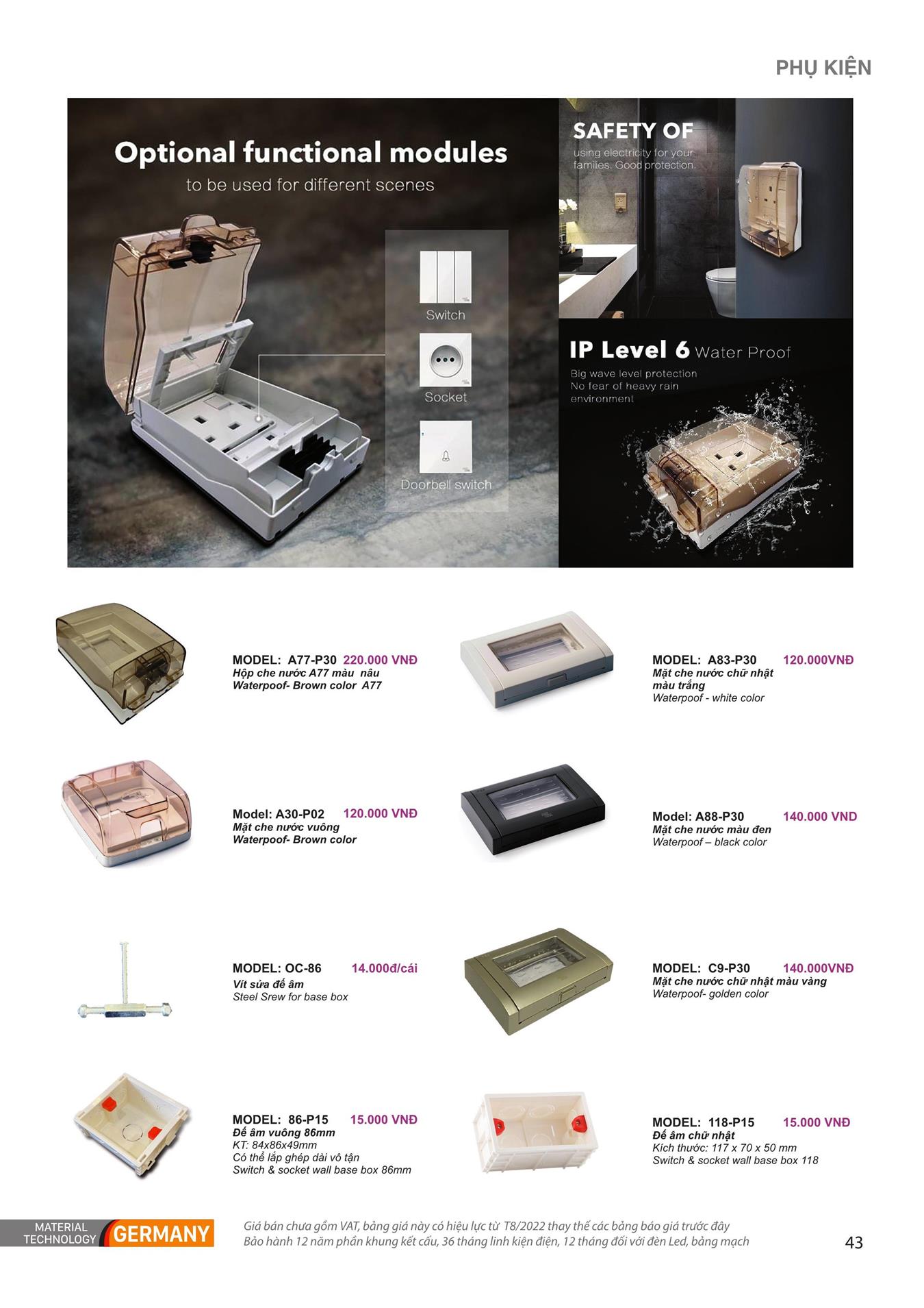Catalogue ARTDNA 2023 (Công tắc & Ổ cắm) - Trang 44)