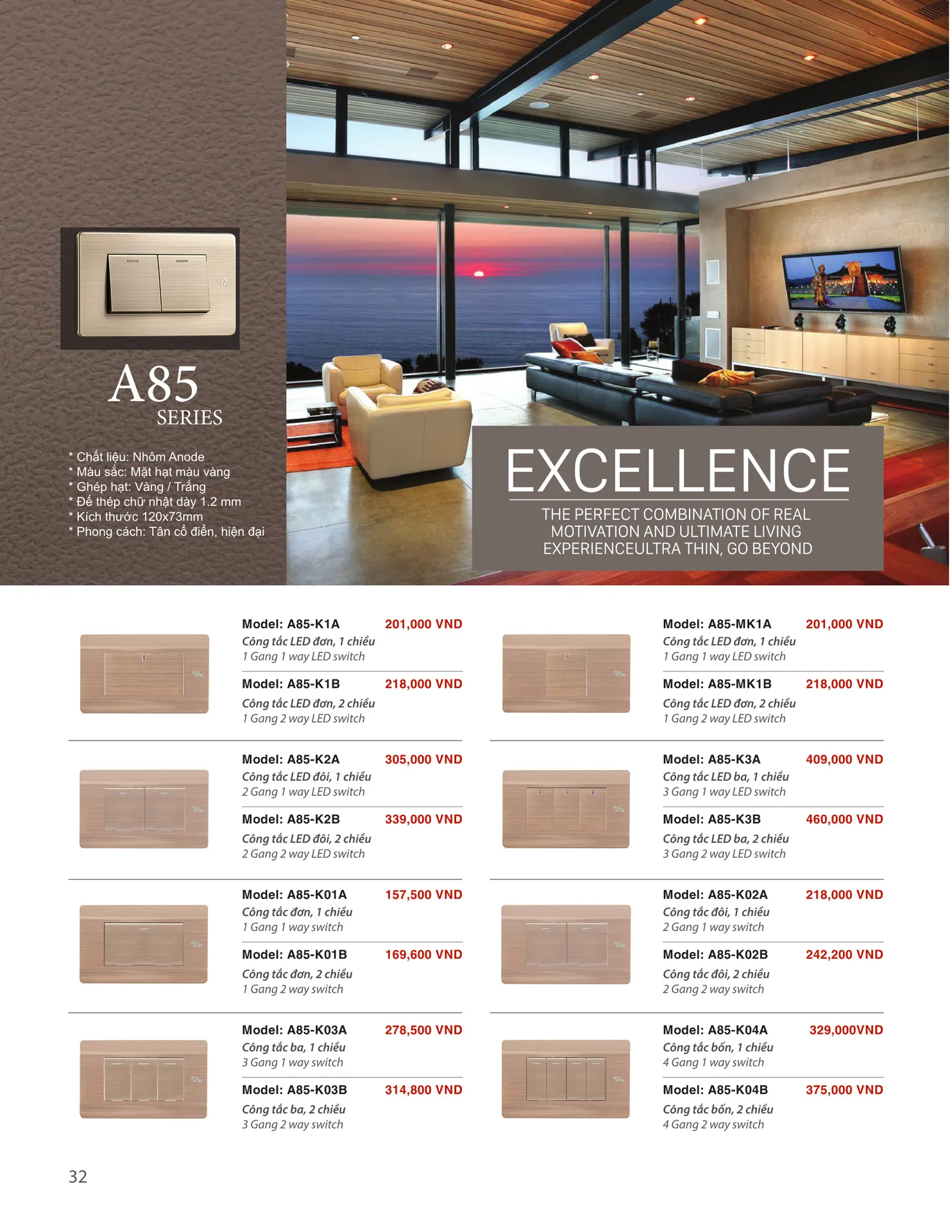 Catalogue ARTDNA 2026 (Công tắc & Ổ cắm) - Trang 32)