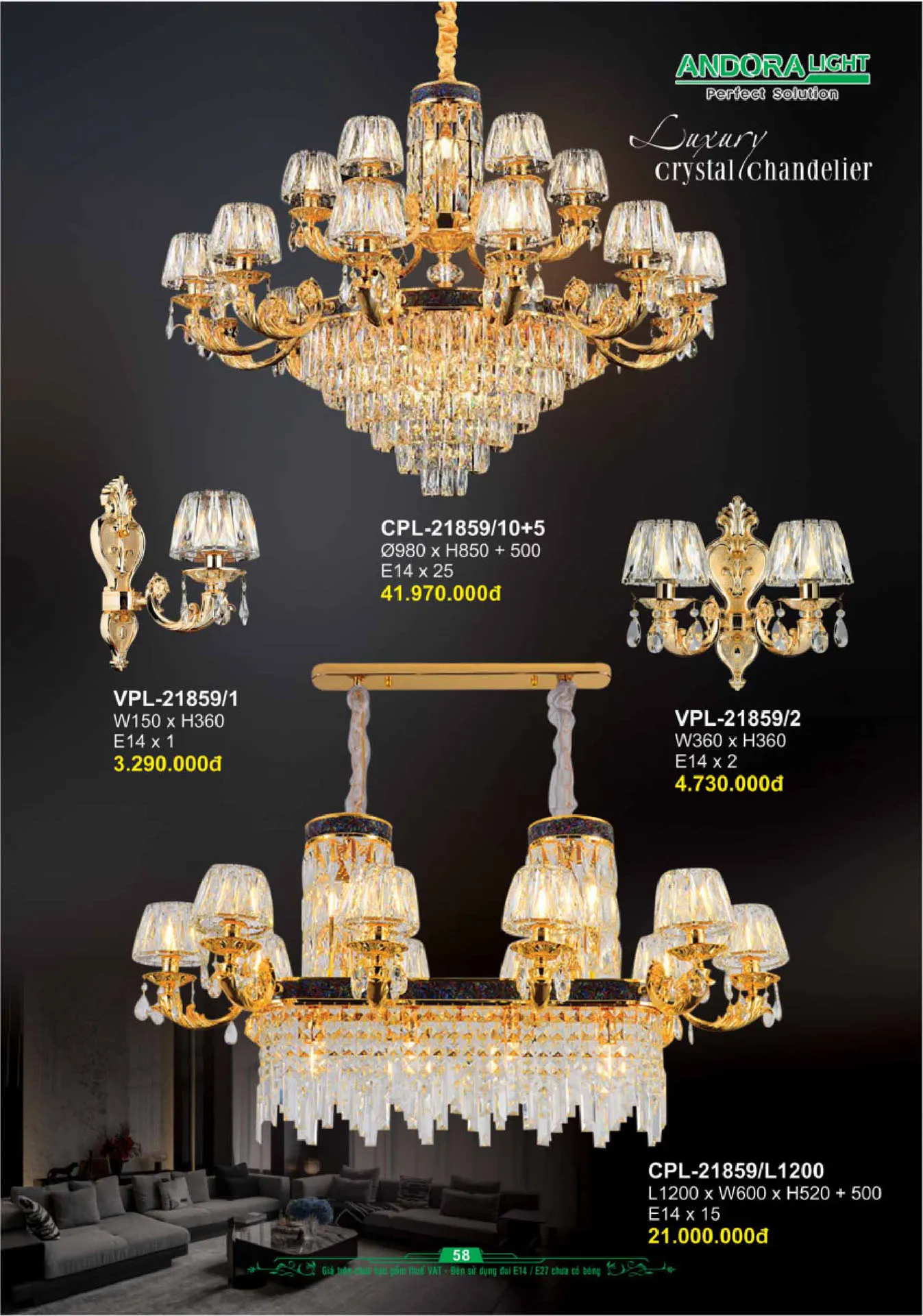 Catalogue Đèn Trang Trí ANDORA 2025 - Trang 59)