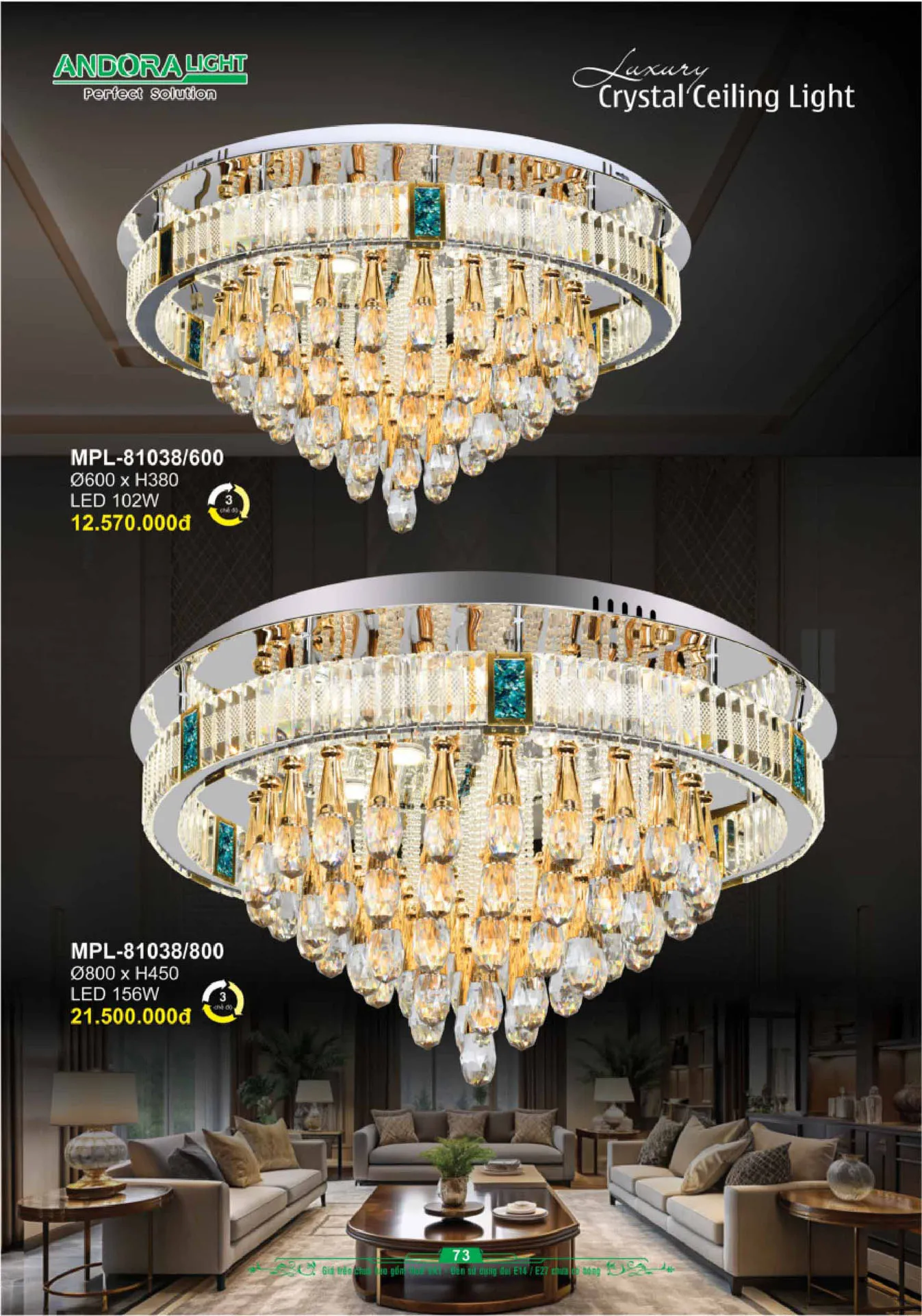 Catalogue Đèn Trang Trí ANDORA 2025 - Trang 74)