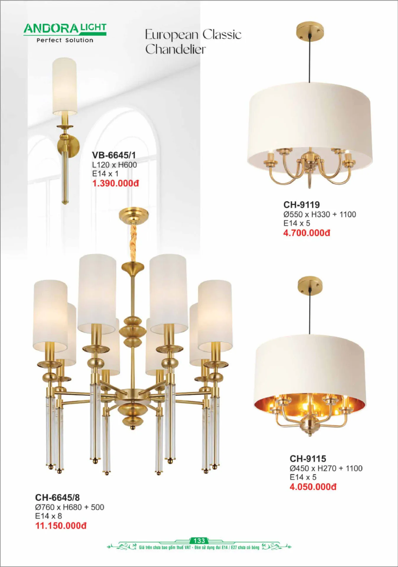 Catalogue Đèn Trang Trí ANDORA 2025 - Trang 134)