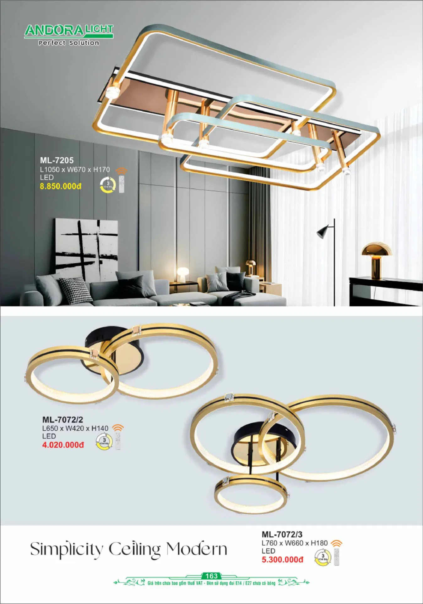 Catalogue Đèn Trang Trí ANDORA 2025 - Trang 164)