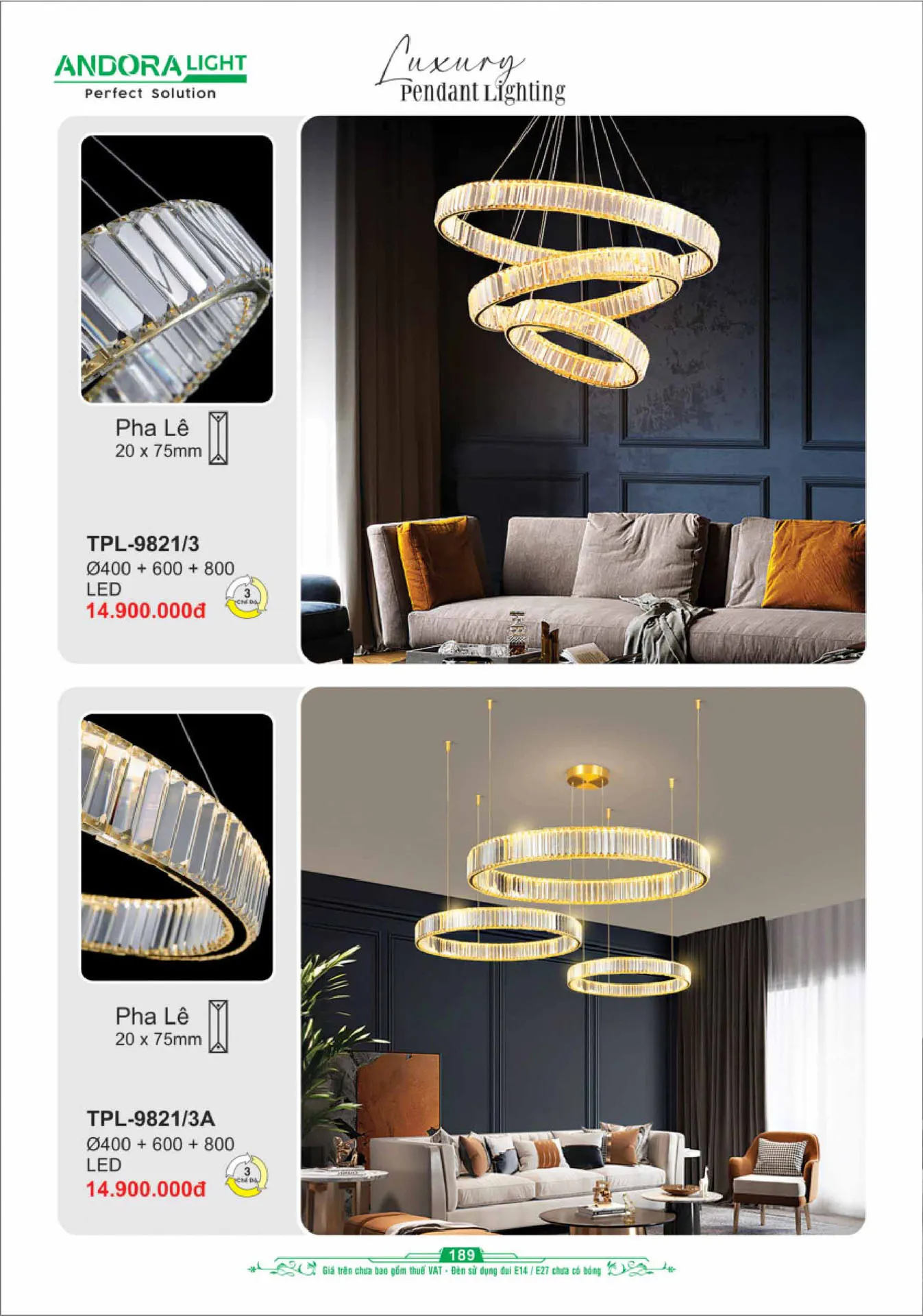 Catalogue Đèn Trang Trí ANDORA 2025 - Trang 190)