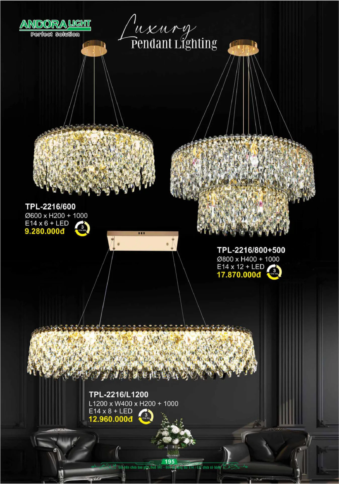 Catalogue Đèn Trang Trí ANDORA 2025 - Trang 196)