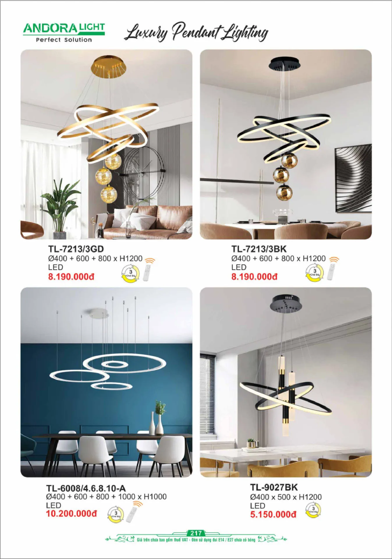 Catalogue Đèn Trang Trí ANDORA 2025 - Trang 218)