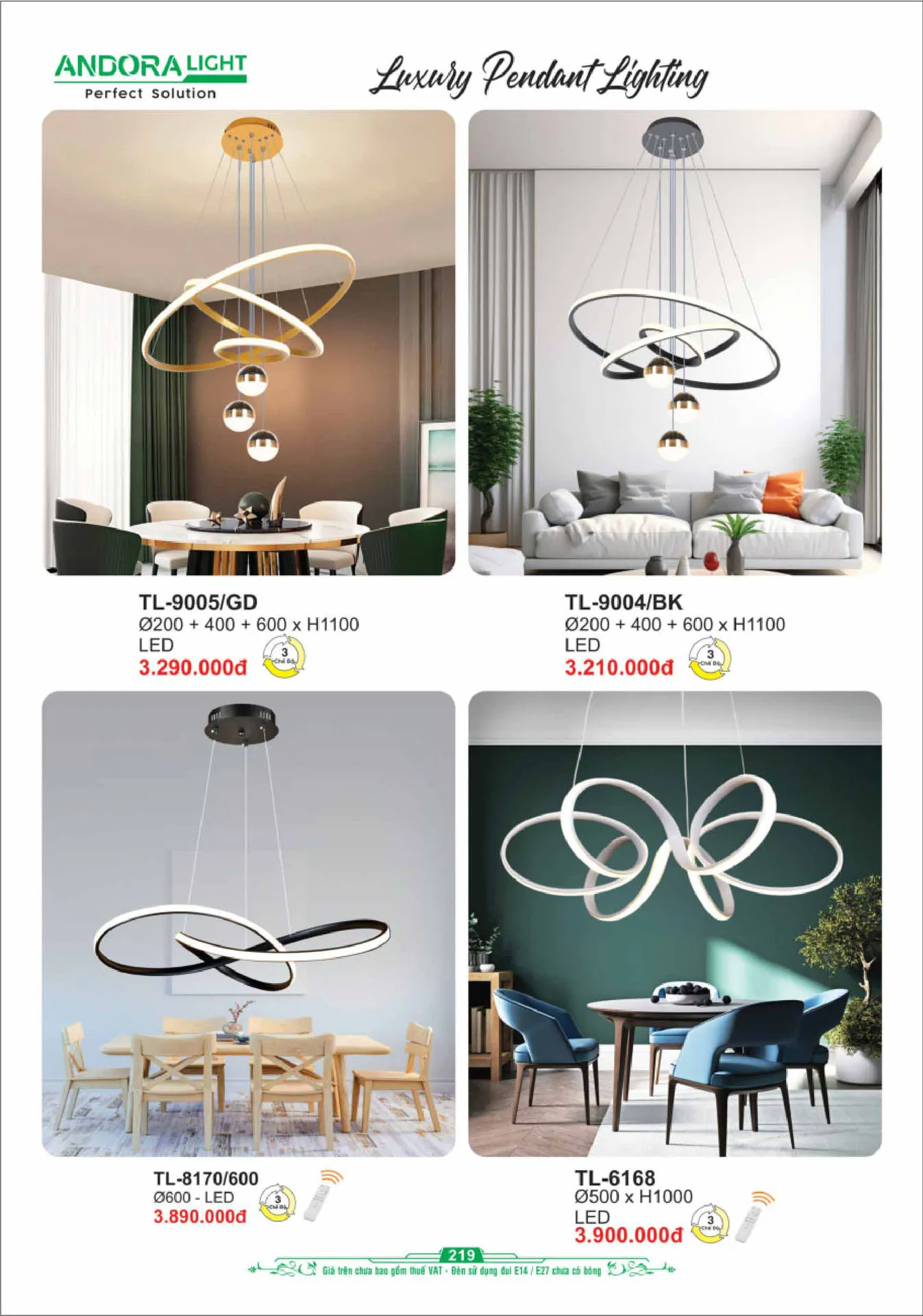 Catalogue Đèn Trang Trí ANDORA 2025 - Trang 220)