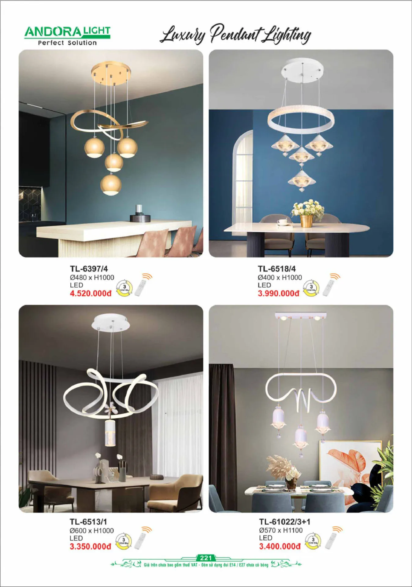 Catalogue Đèn Trang Trí ANDORA 2025 - Trang 222)