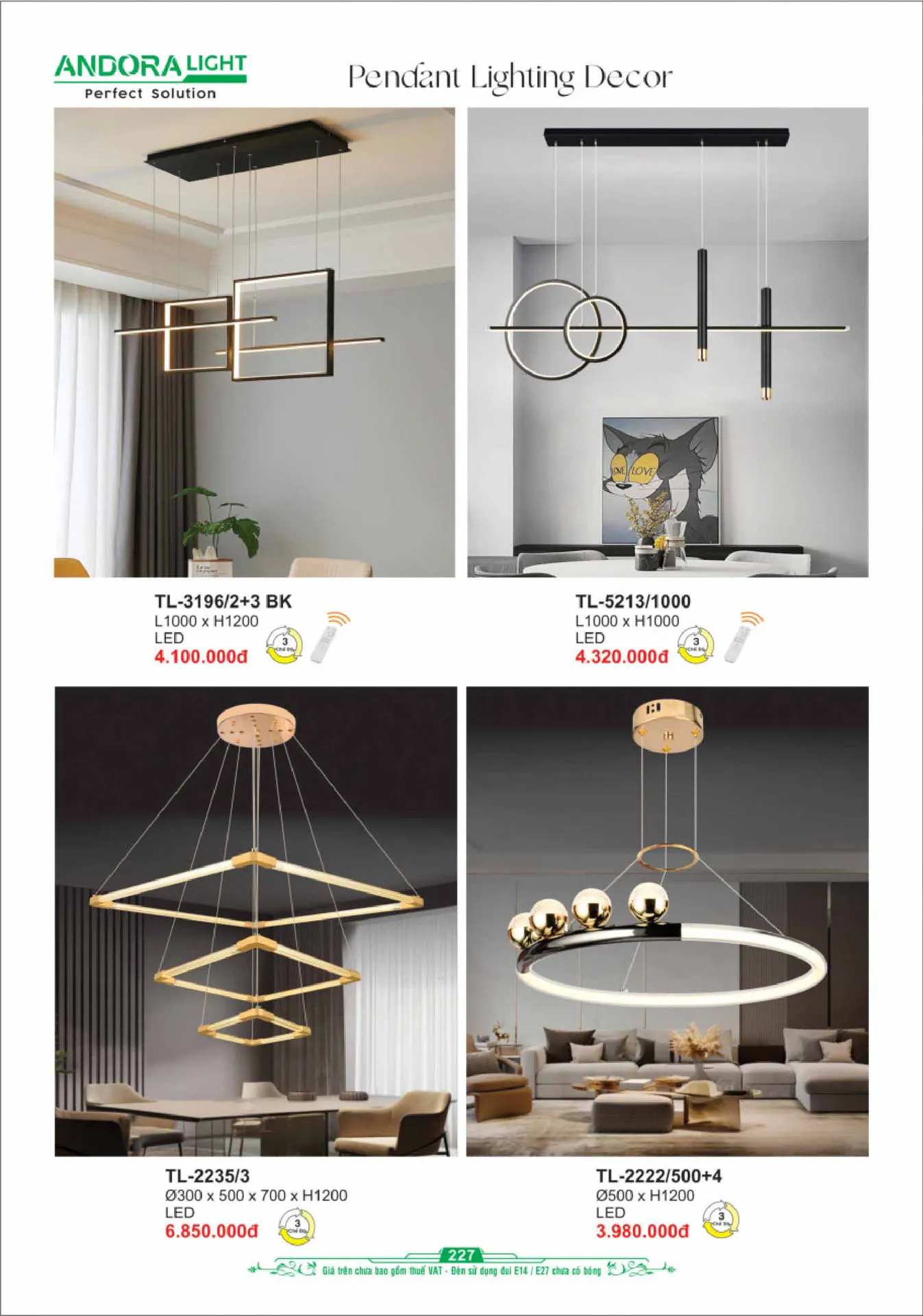 Catalogue Đèn Trang Trí ANDORA 2025 - Trang 228)