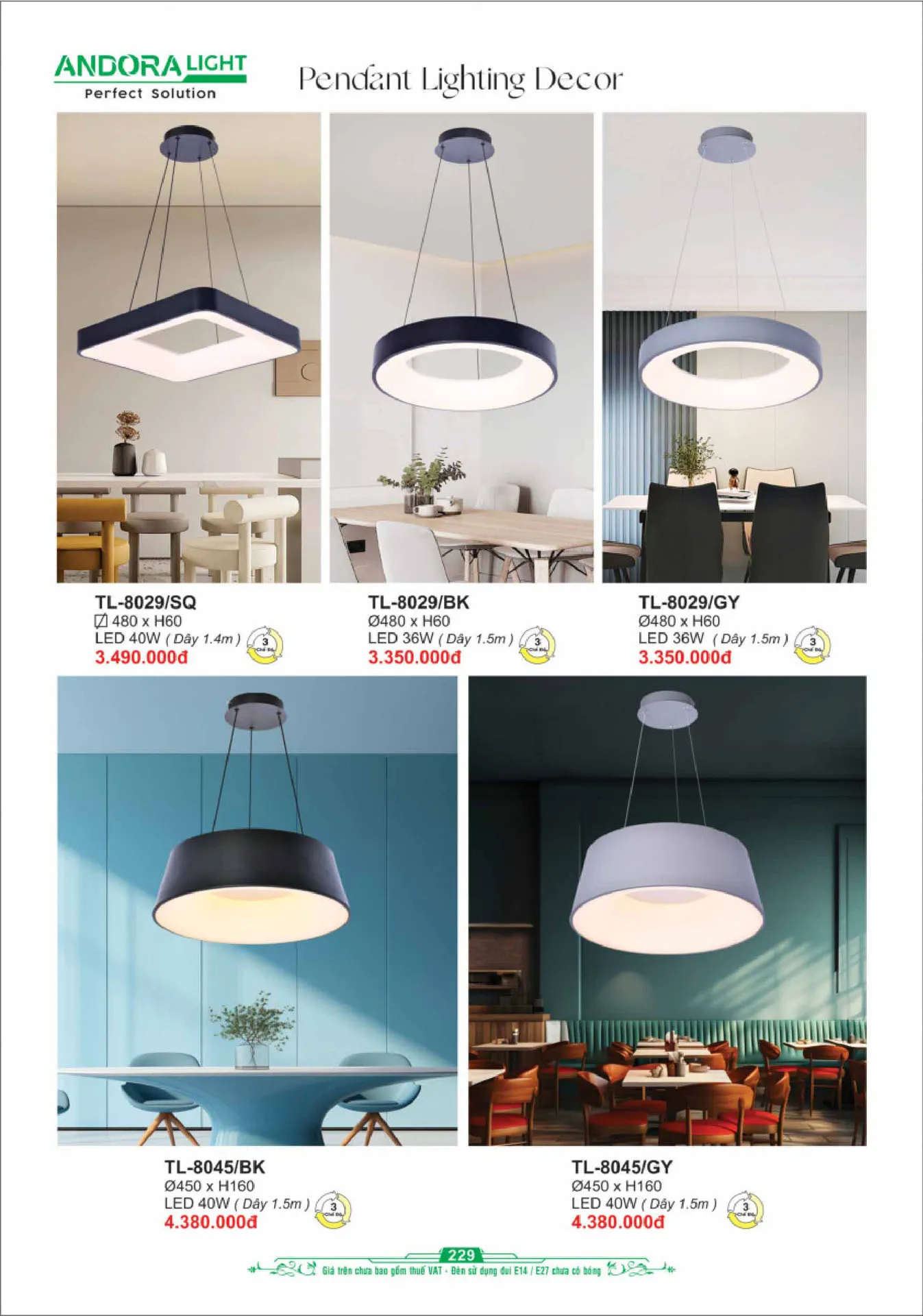 Catalogue Đèn Trang Trí ANDORA 2025 - Trang 230)