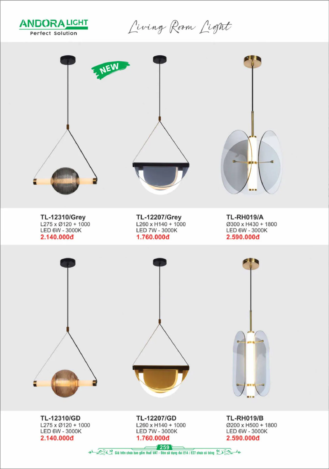 Catalogue Đèn Trang Trí ANDORA 2025 - Trang 260)
