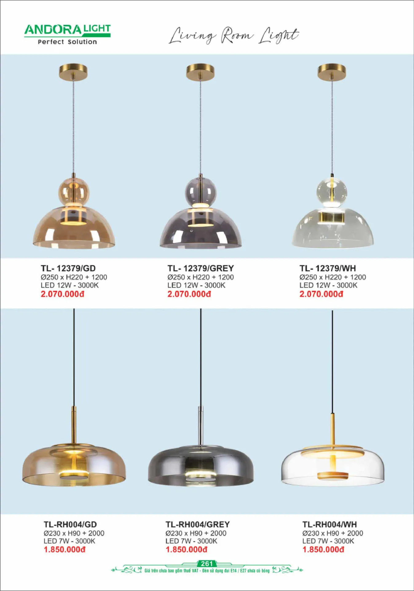 Catalogue Đèn Trang Trí ANDORA 2025 - Trang 262)