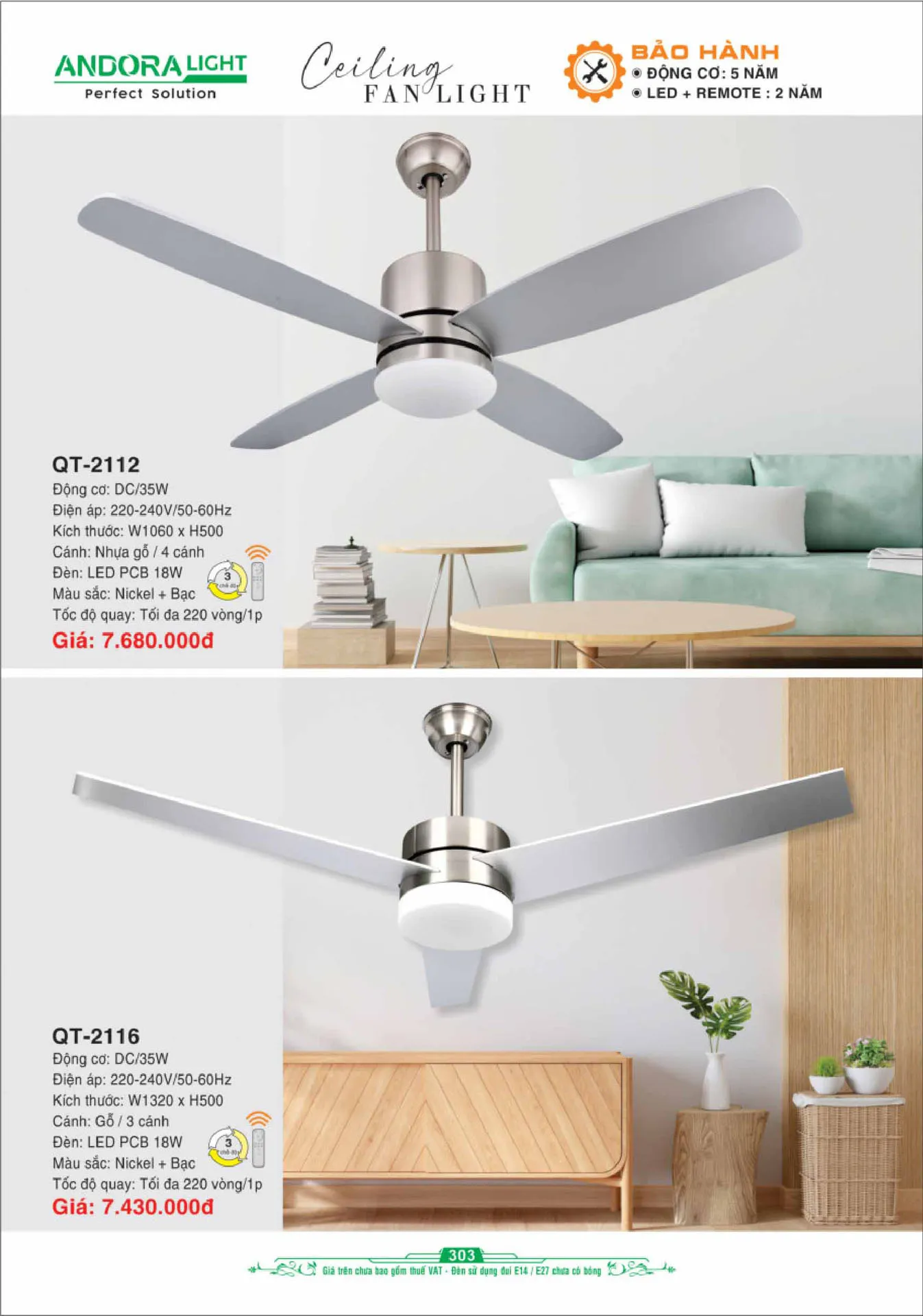 Catalogue Đèn Trang Trí ANDORA 2025 - Trang 304)