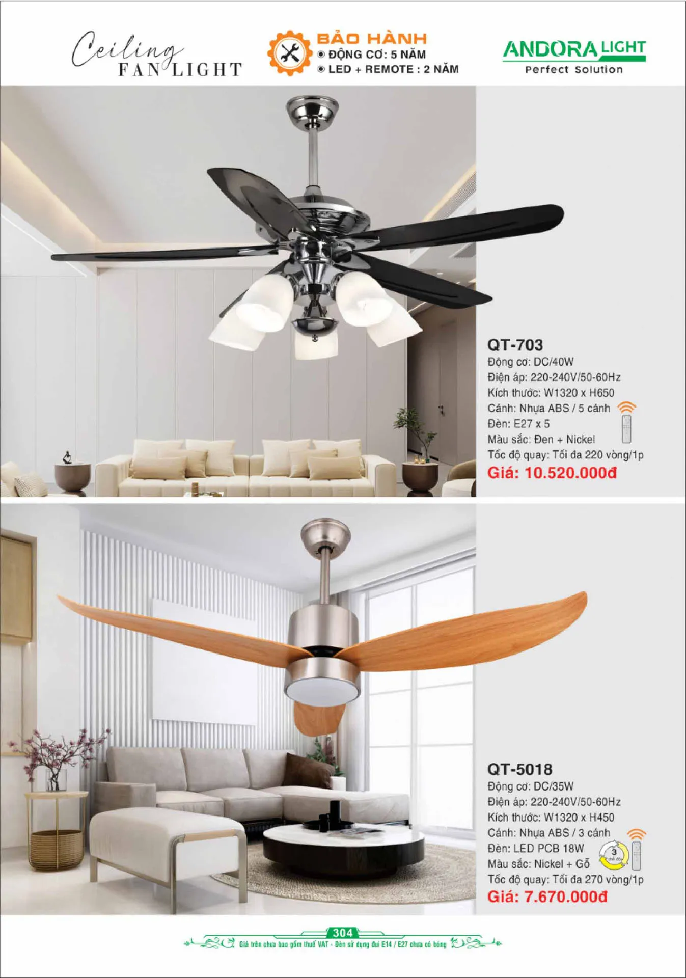 Catalogue Đèn Trang Trí ANDORA 2025 - Trang 305)