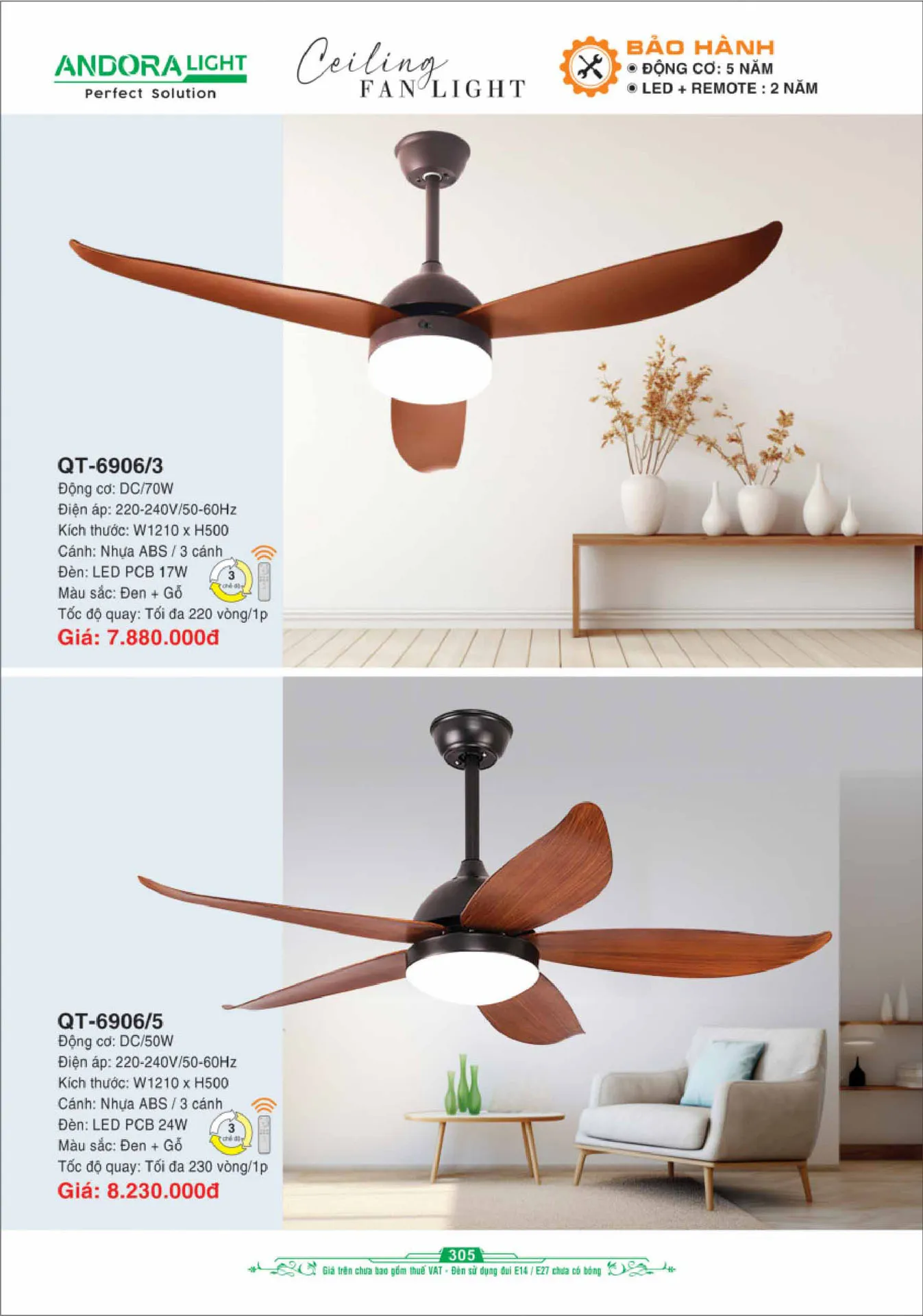 Catalogue Đèn Trang Trí ANDORA 2025 - Trang 306)