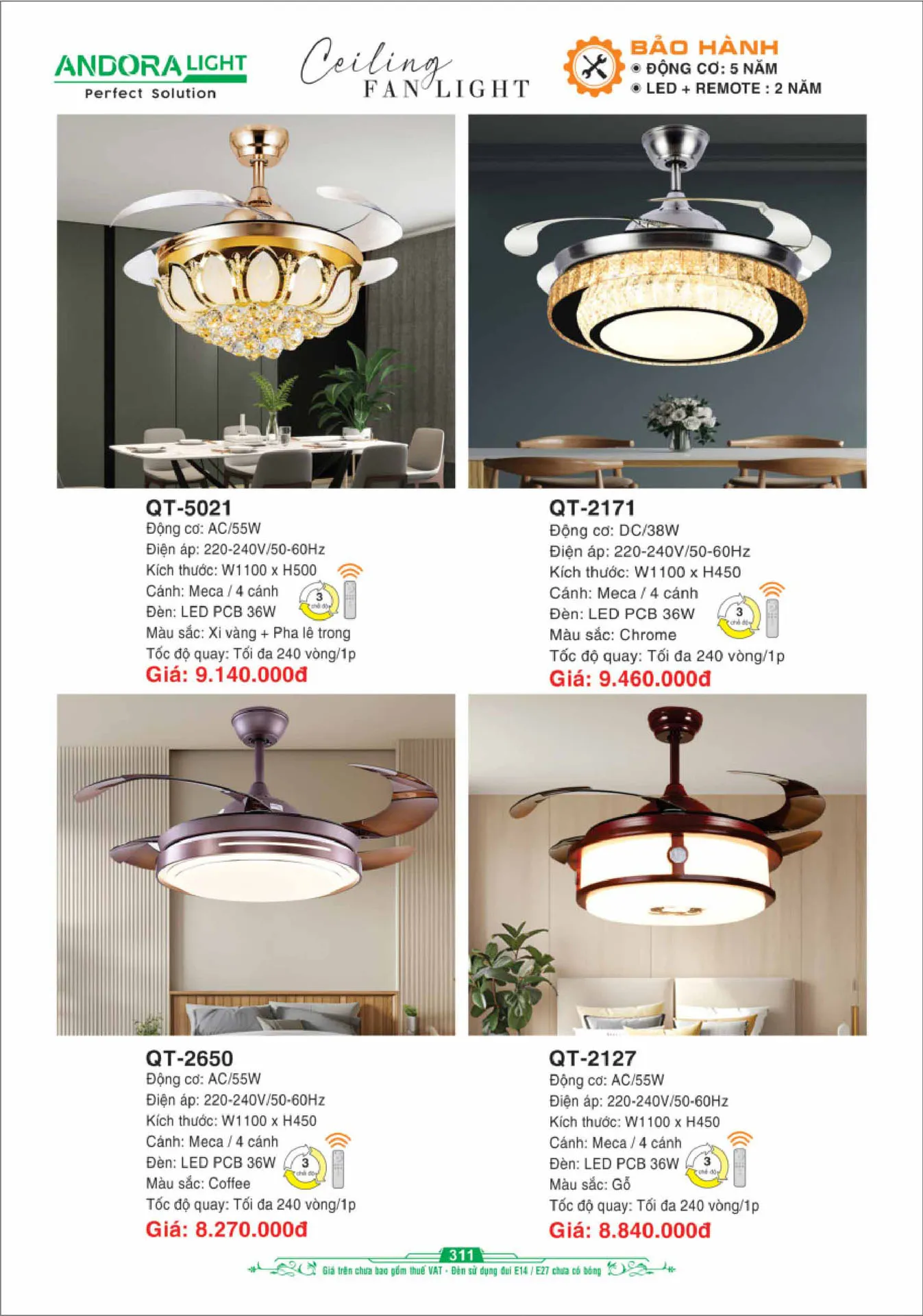 Catalogue Đèn Trang Trí ANDORA 2025 - Trang 312)