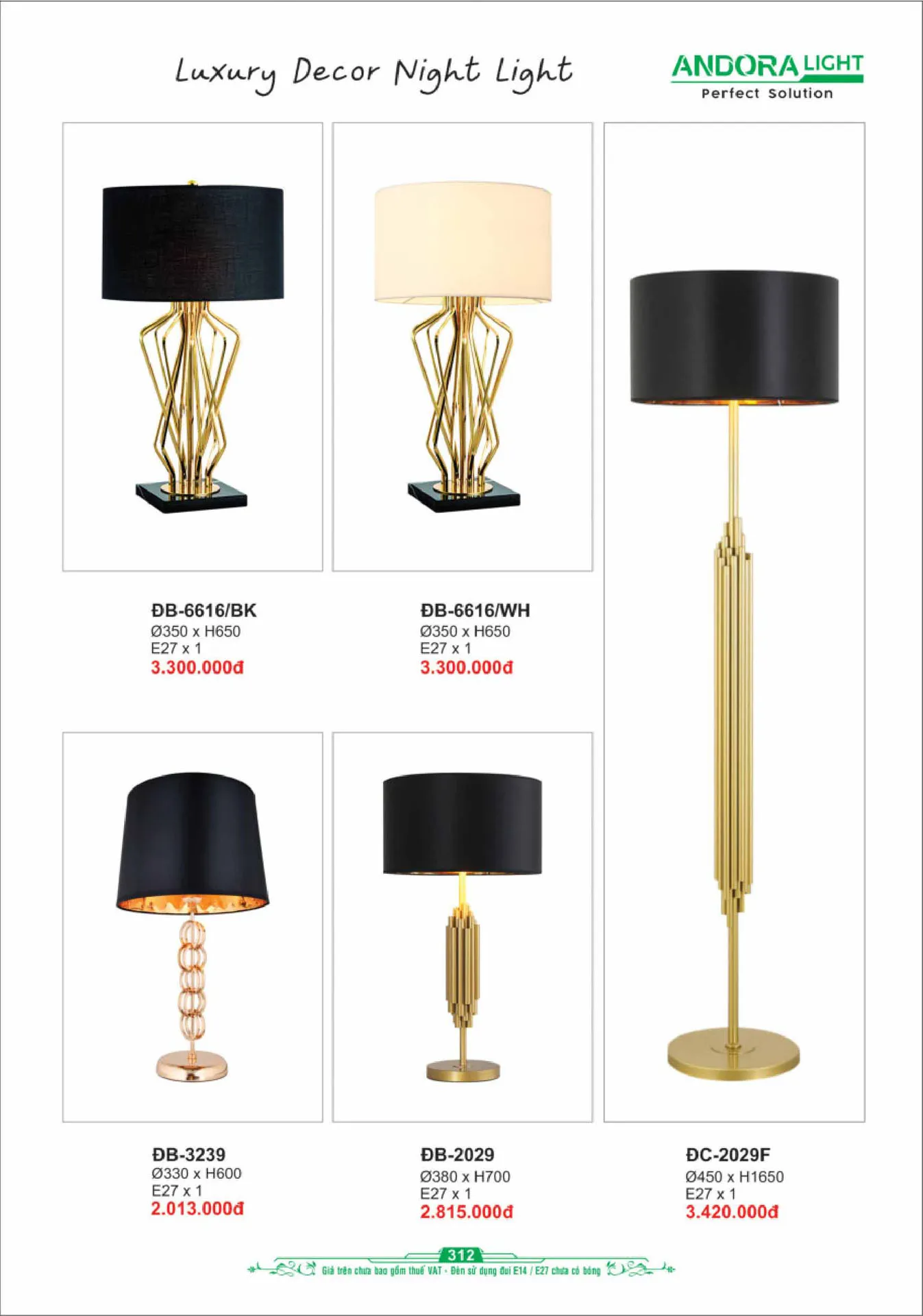 Catalogue Đèn Trang Trí ANDORA 2025 - Trang 313)