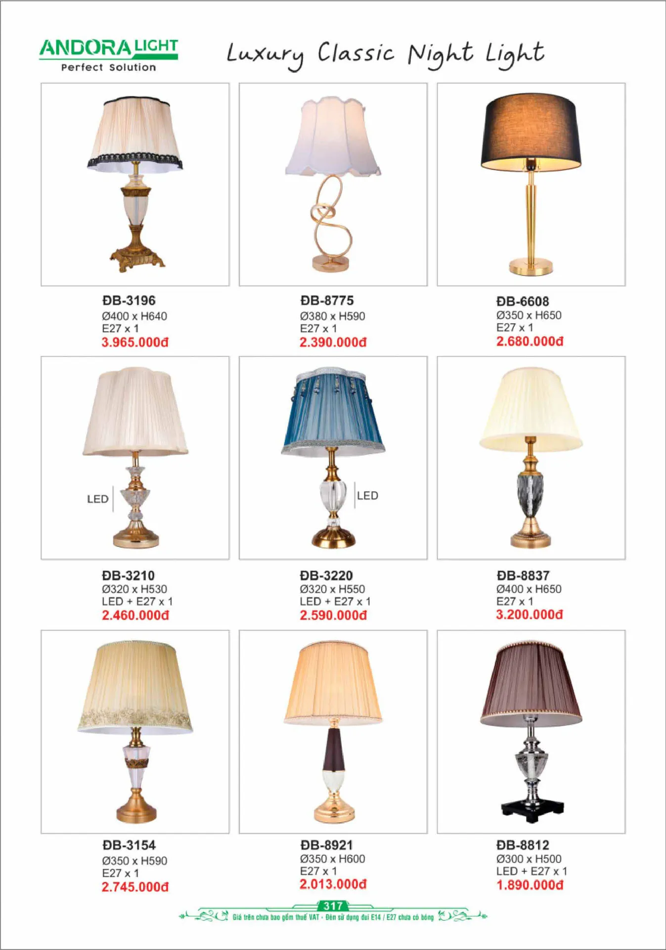 Catalogue Đèn Trang Trí ANDORA 2025 - Trang 318)