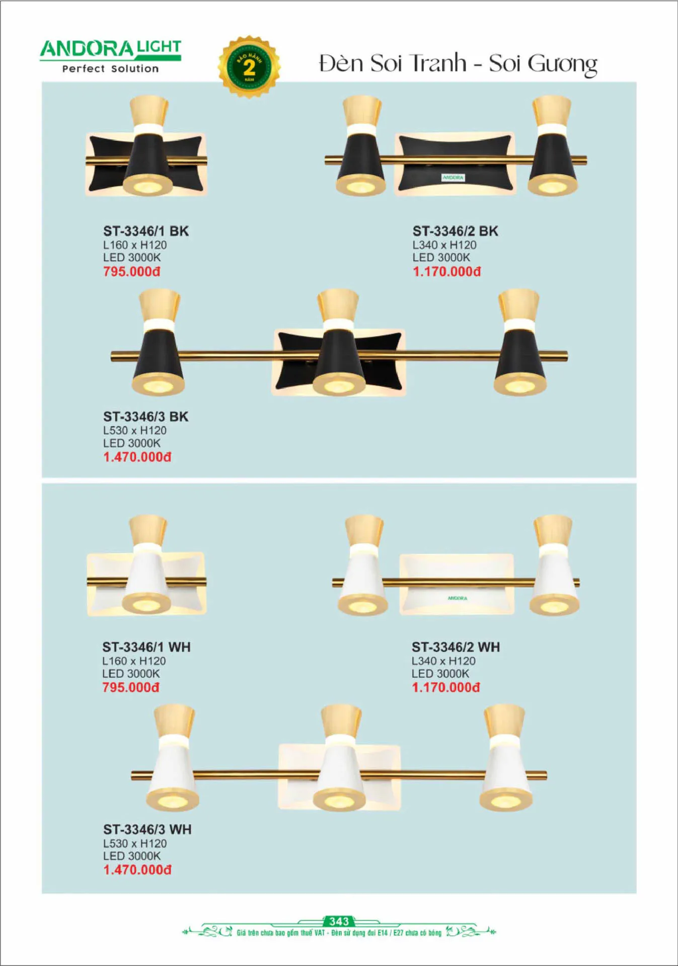Catalogue Đèn Trang Trí ANDORA 2025 - Trang 344)