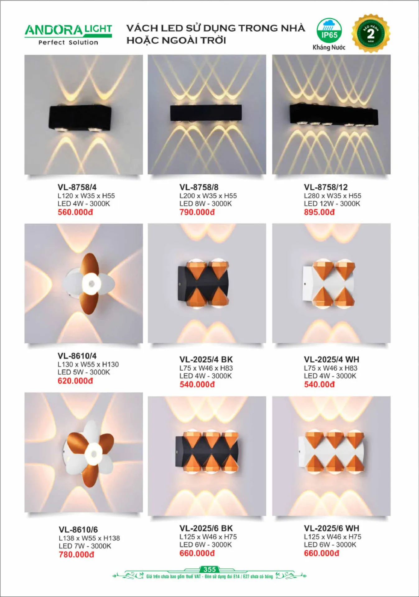 Catalogue Đèn Trang Trí ANDORA 2025 - Trang 356)
