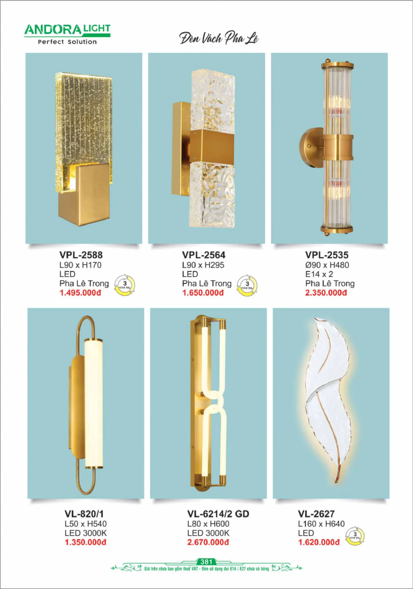 Catalogue Đèn Trang Trí ANDORA 2025 - Trang 382)