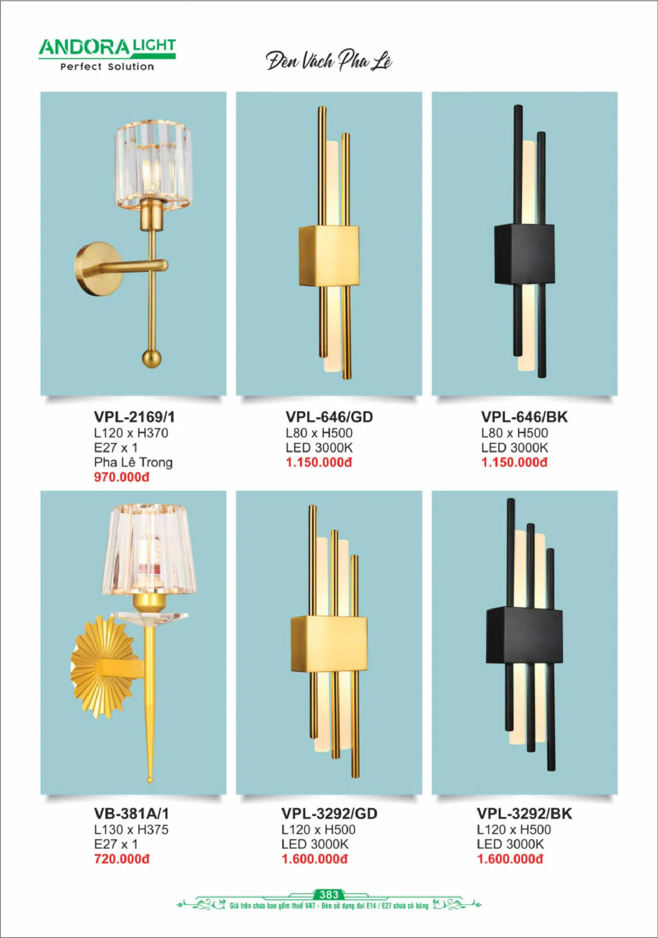 Catalogue Đèn Trang Trí ANDORA 2025 - Trang 384)