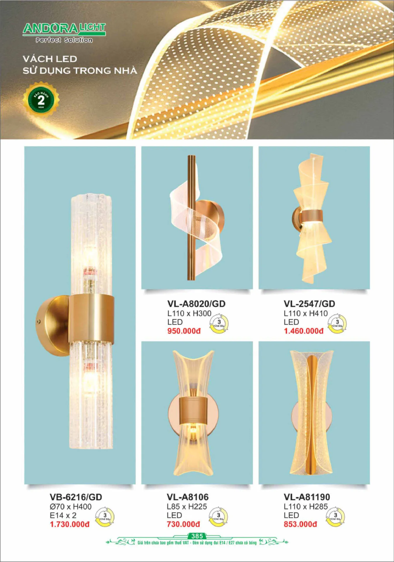 Catalogue Đèn Trang Trí ANDORA 2025 - Trang 386)