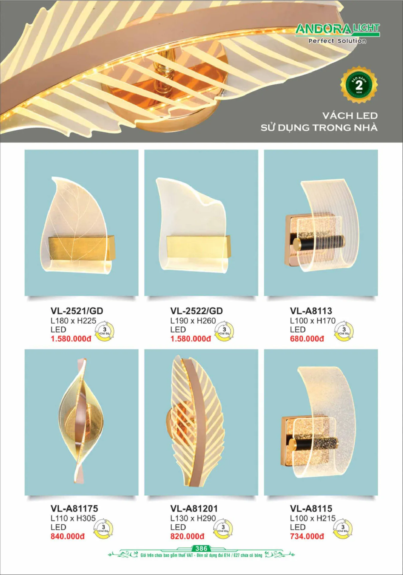 Catalogue Đèn Trang Trí ANDORA 2025 - Trang 387)