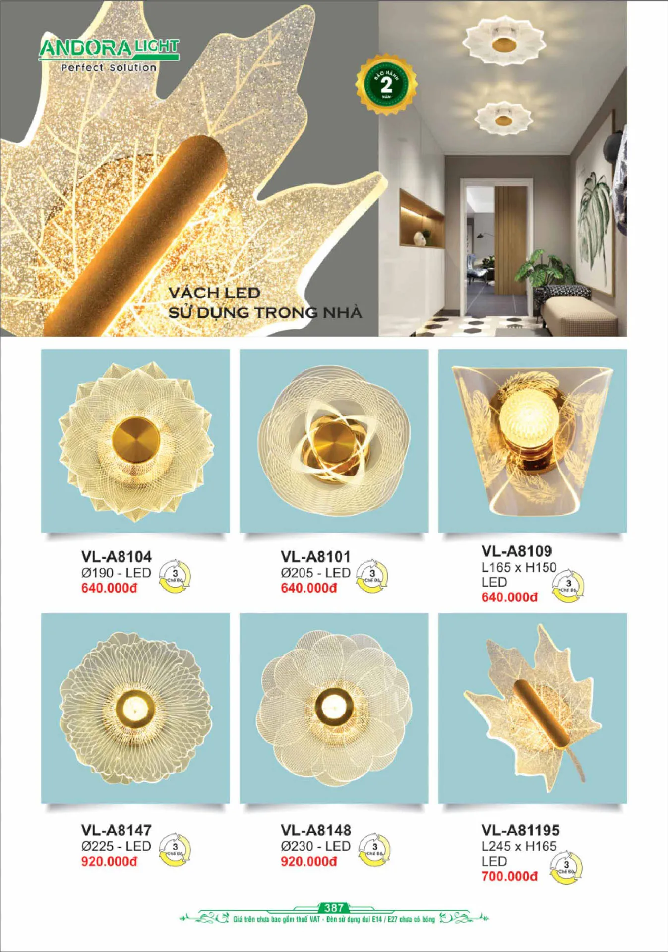 Catalogue Đèn Trang Trí ANDORA 2025 - Trang 388)
