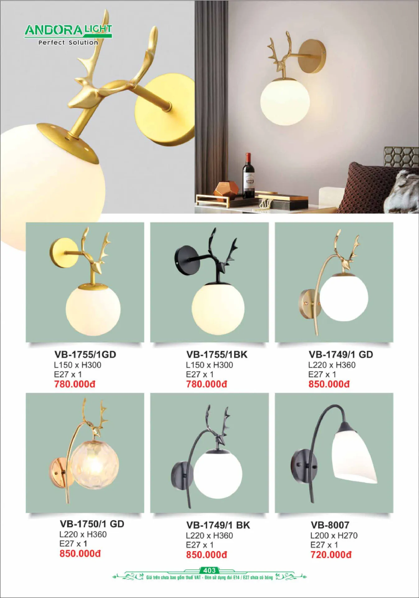 Catalogue Đèn Trang Trí ANDORA 2025 - Trang 404)